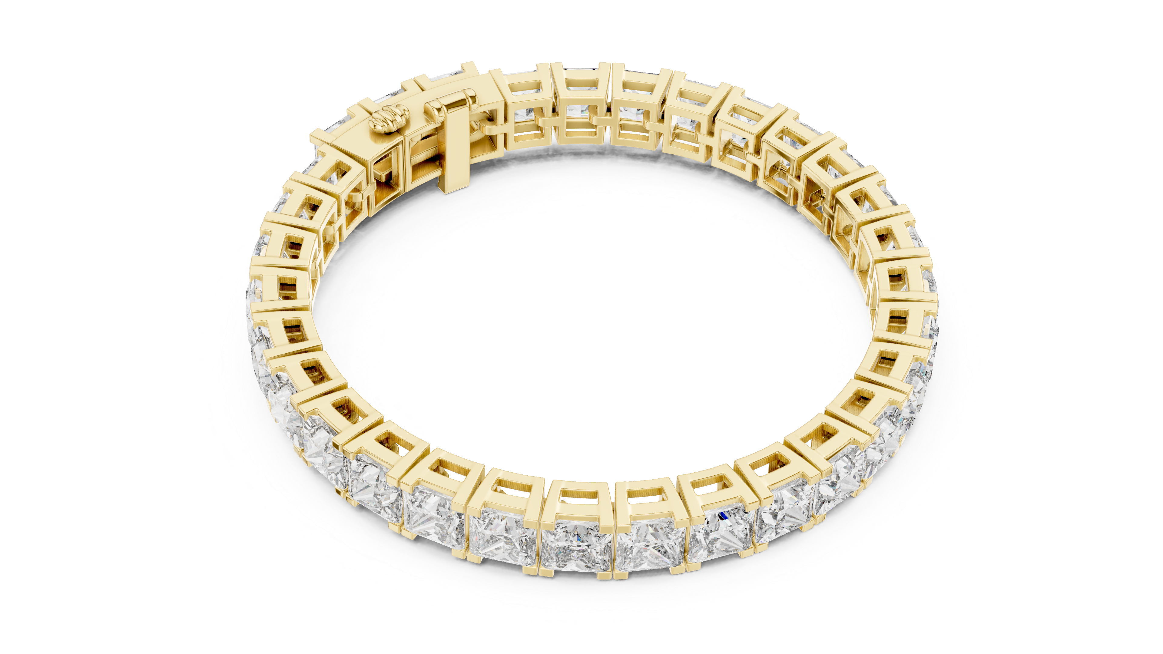 White Gold Princess-Cut Moissanite Tennis Bracelet – Bold Square Stone Brilliance