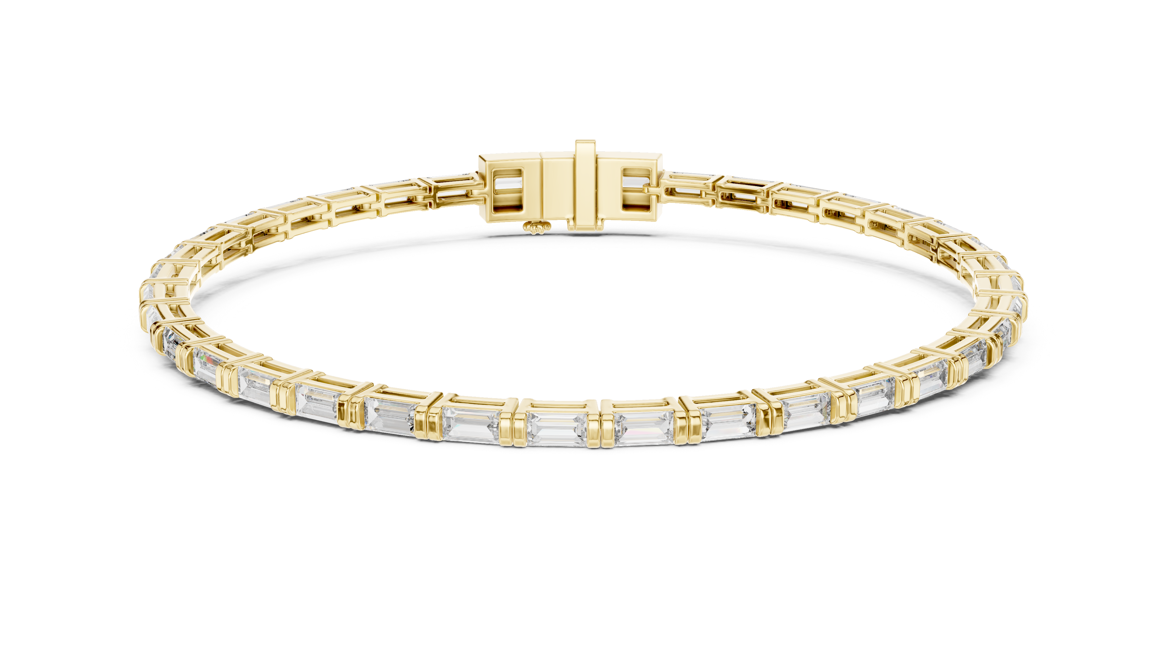 Yellow Gold Classic Moissanite Tennis Bracelet – Fine Round-Cut Stone Elegance