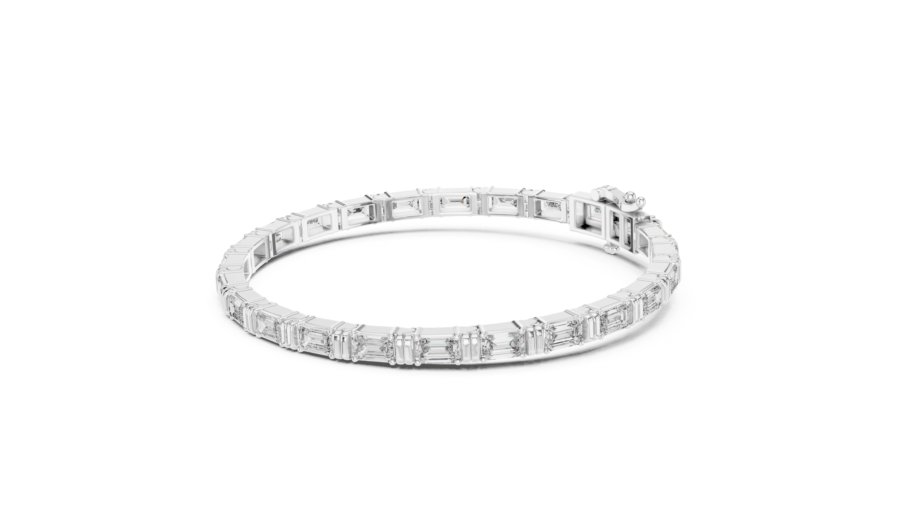 White Gold Classic Slim Moissanite Tennis Bracelet – Fine Round-Cut Stone