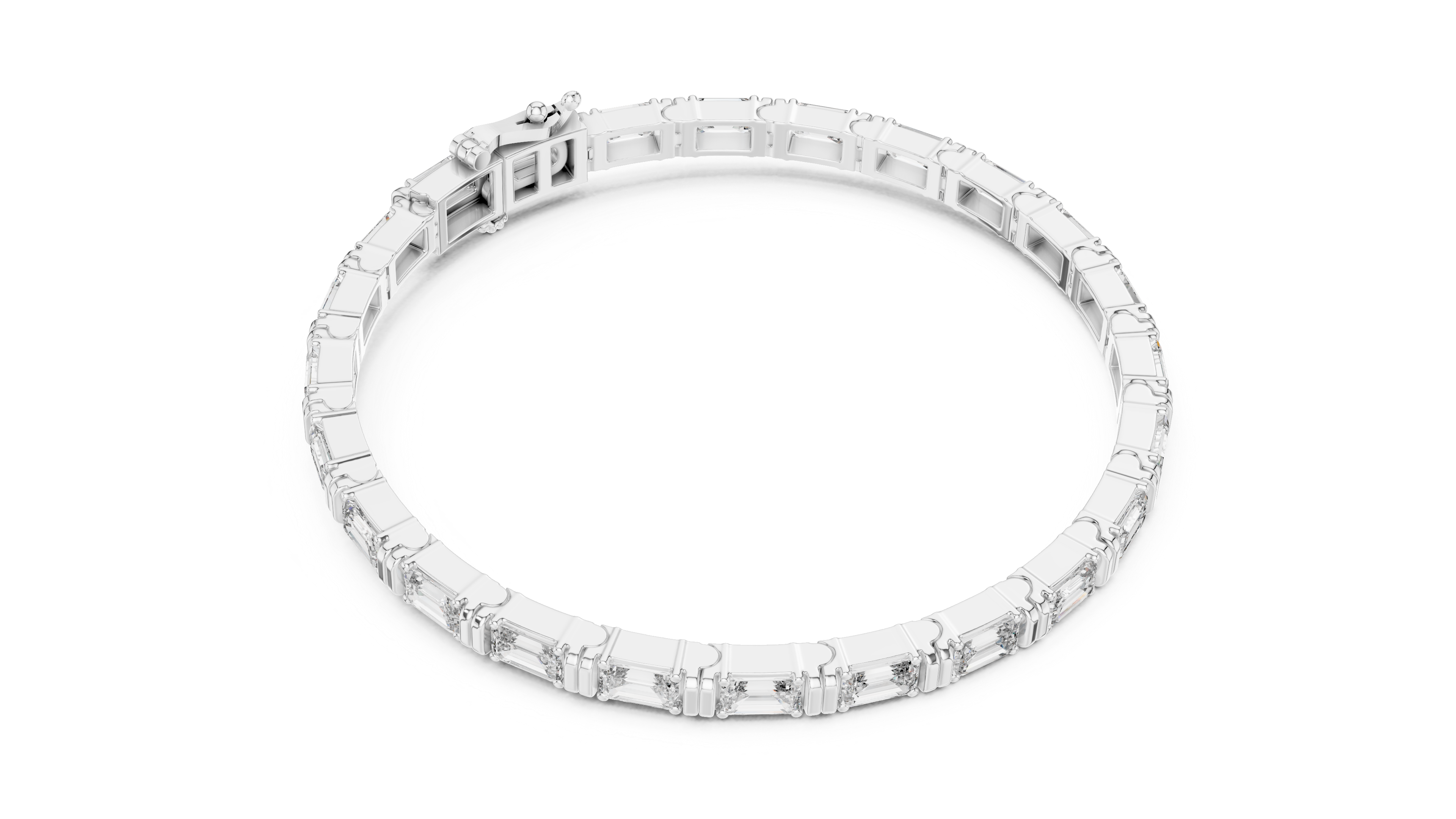 White Gold Classic Slim Moissanite Tennis Bracelet – Fine Round-Cut Stone
