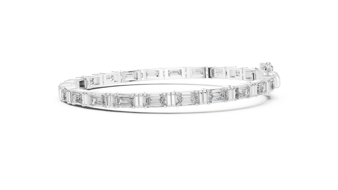 White Gold Classic Slim Moissanite Tennis Bracelet – Fine Round-Cut Stone