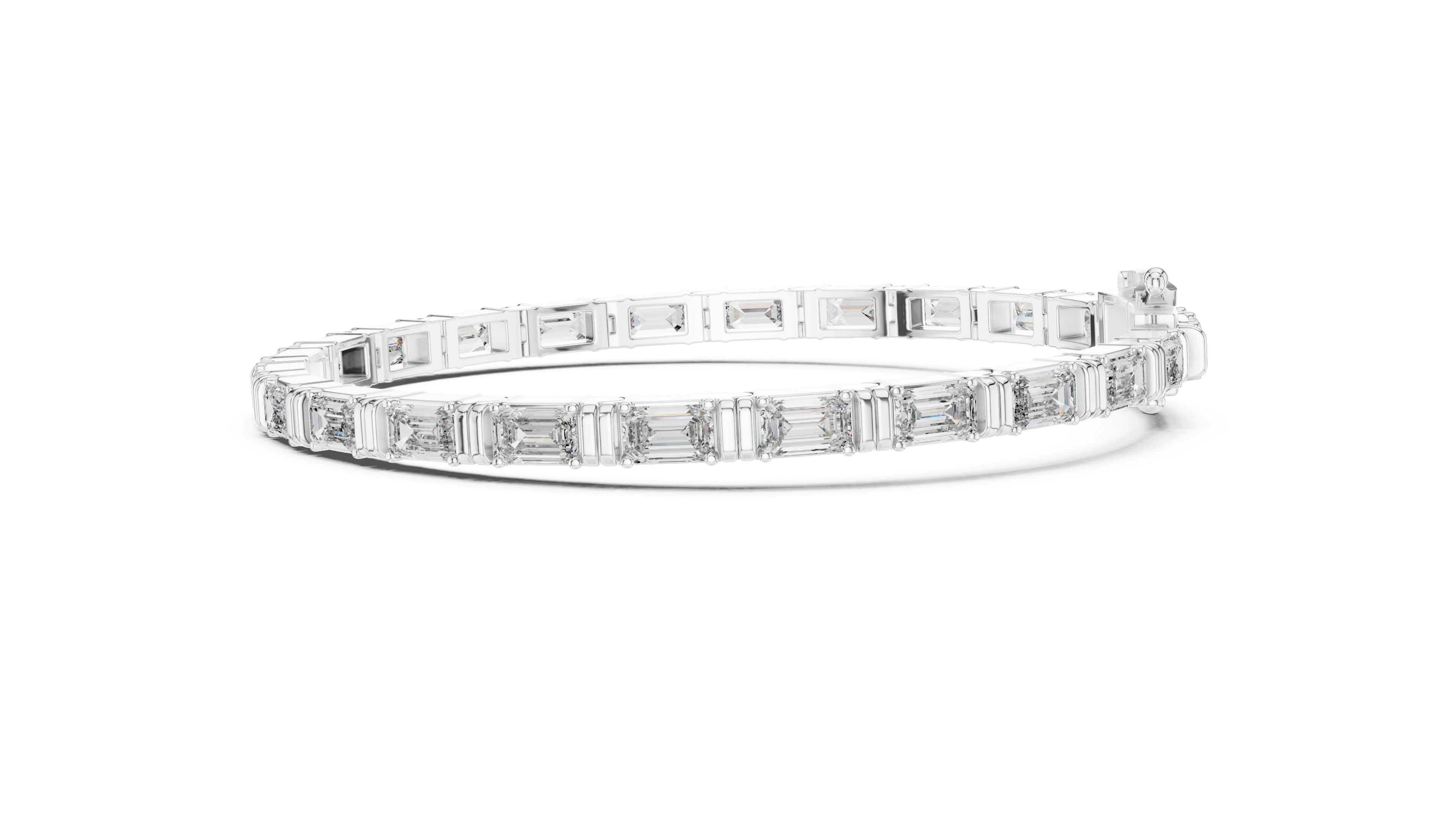 White Gold Classic Slim Moissanite Tennis Bracelet – Fine Round-Cut Stone