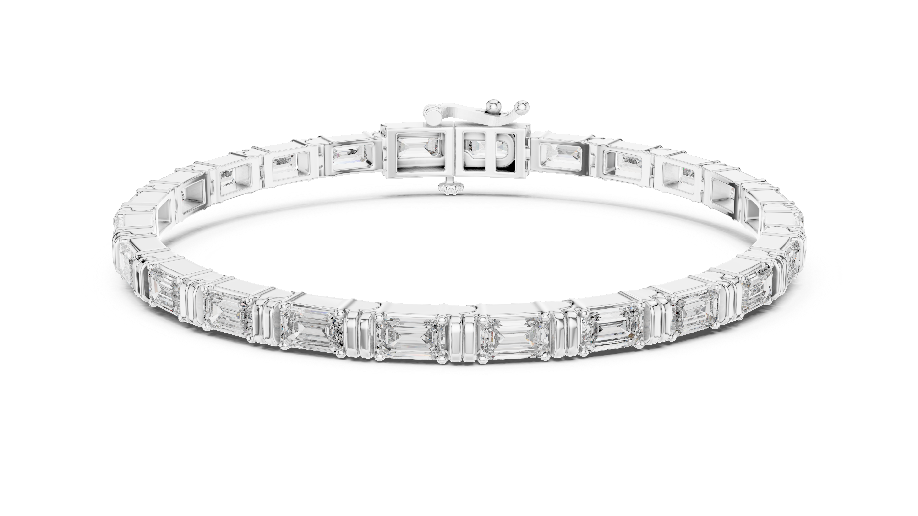 White Gold Classic Slim Moissanite Tennis Bracelet – Fine Round-Cut Stone