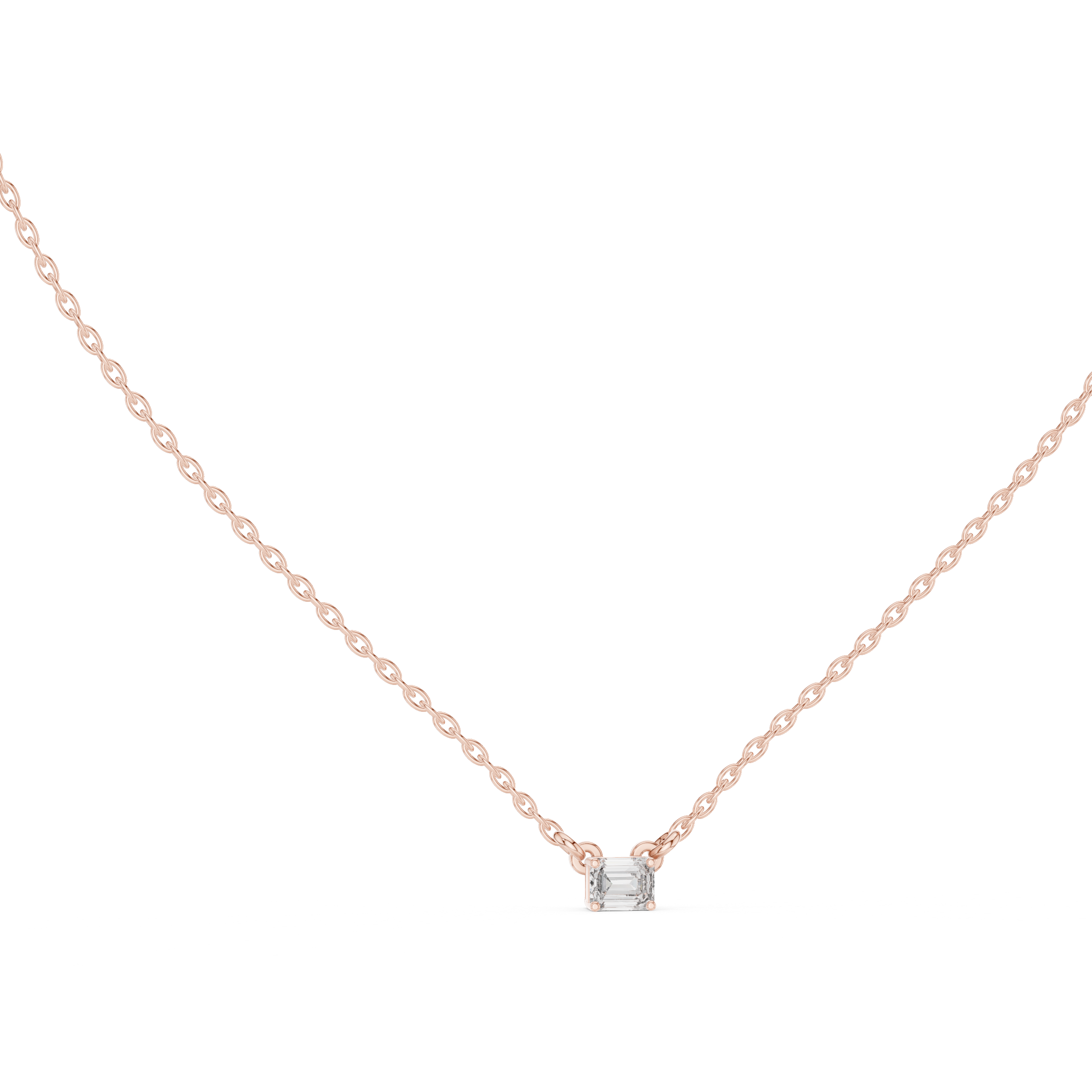 Emerald Minimal Square Moissanite Pendant in Rose Gold