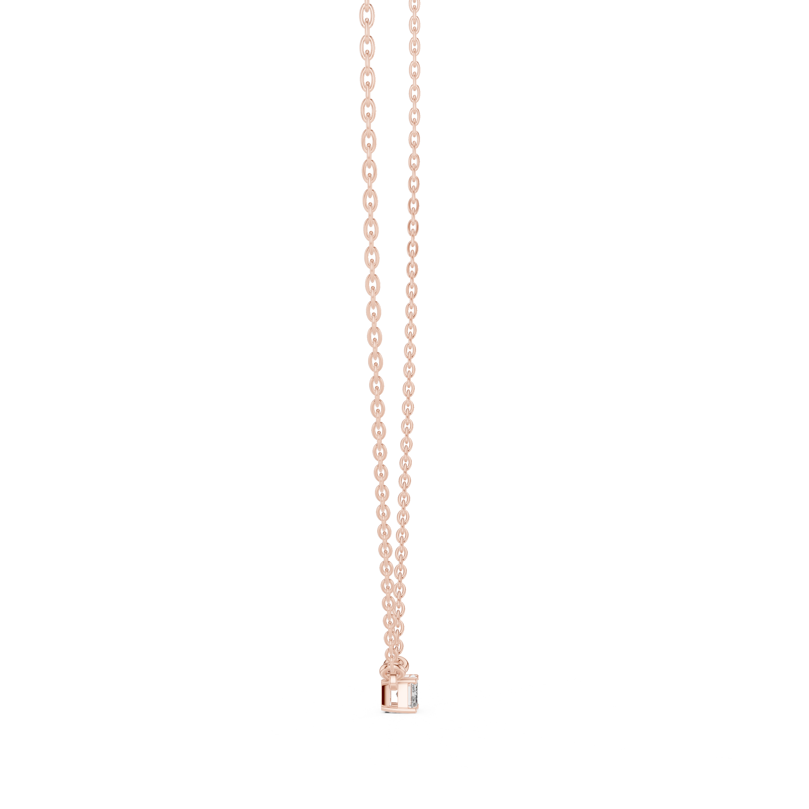 Emerald Minimal Square Moissanite Pendant in Rose Gold