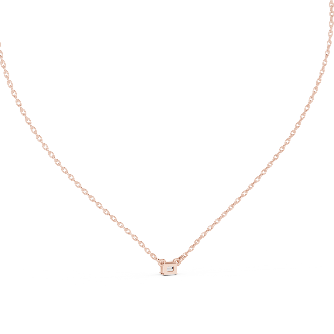 Emerald Minimal Square Moissanite Pendant in Rose Gold