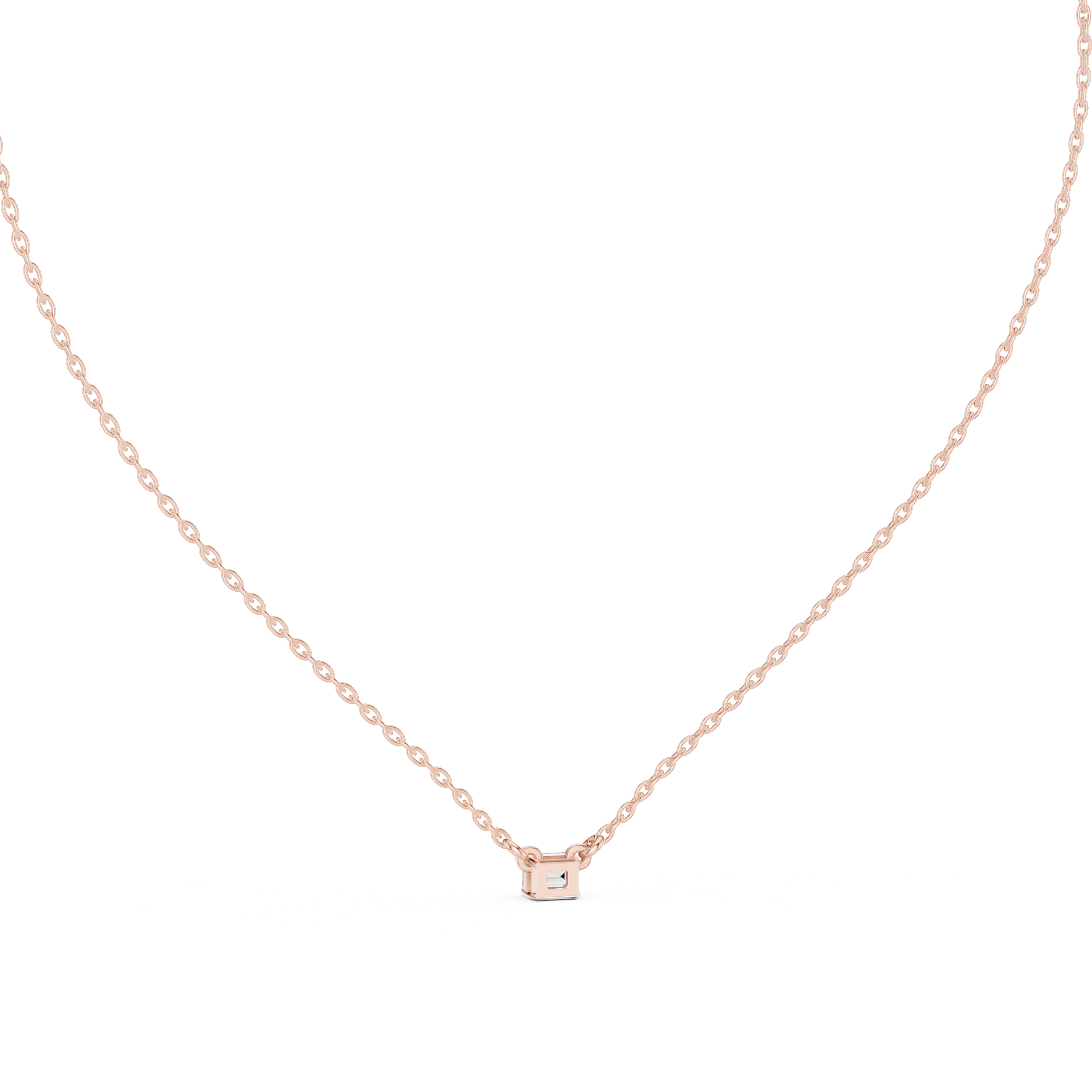 Emerald Minimal Square Moissanite Pendant in Rose Gold