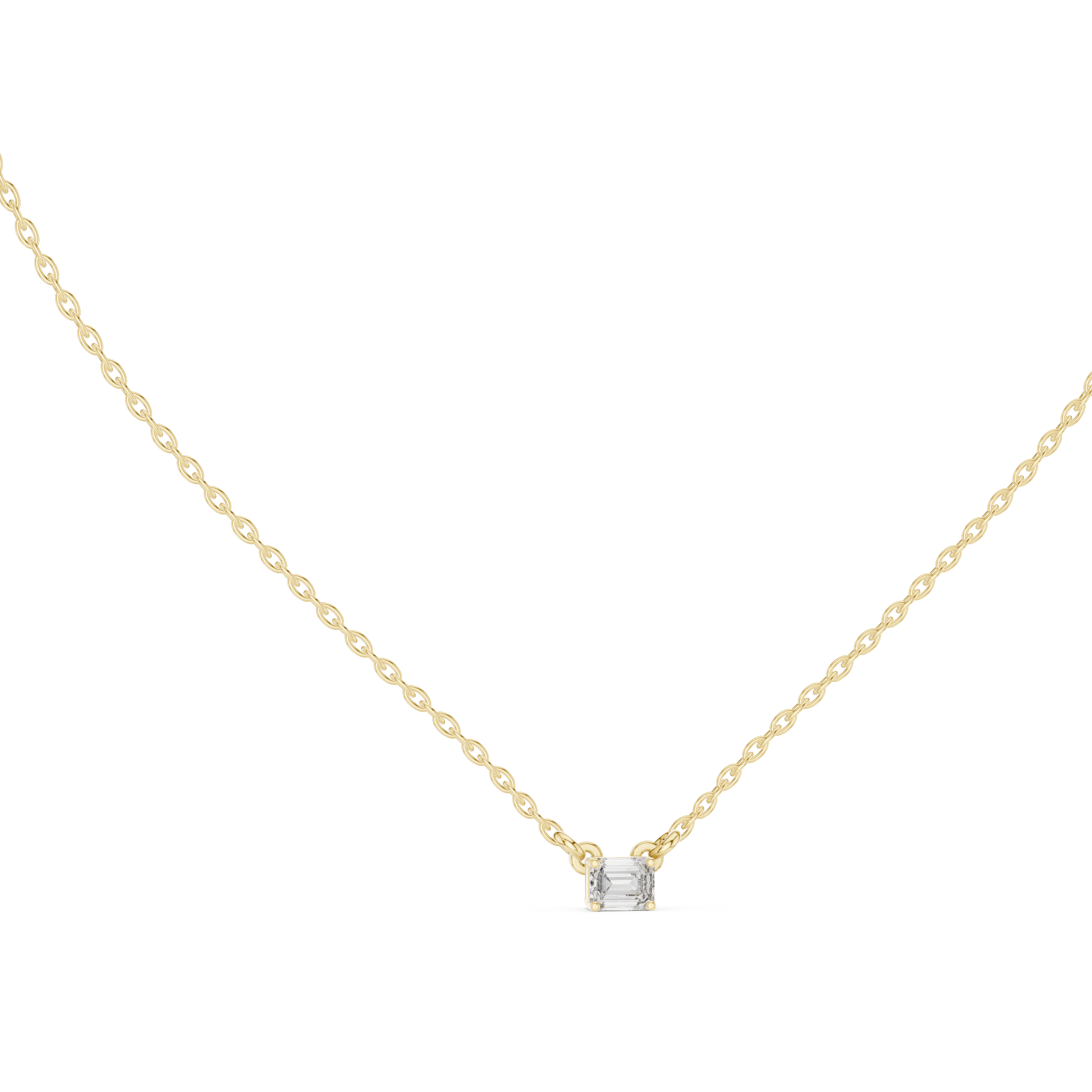 Emerald Minimal Square Moissanite Pendant in Rose Gold