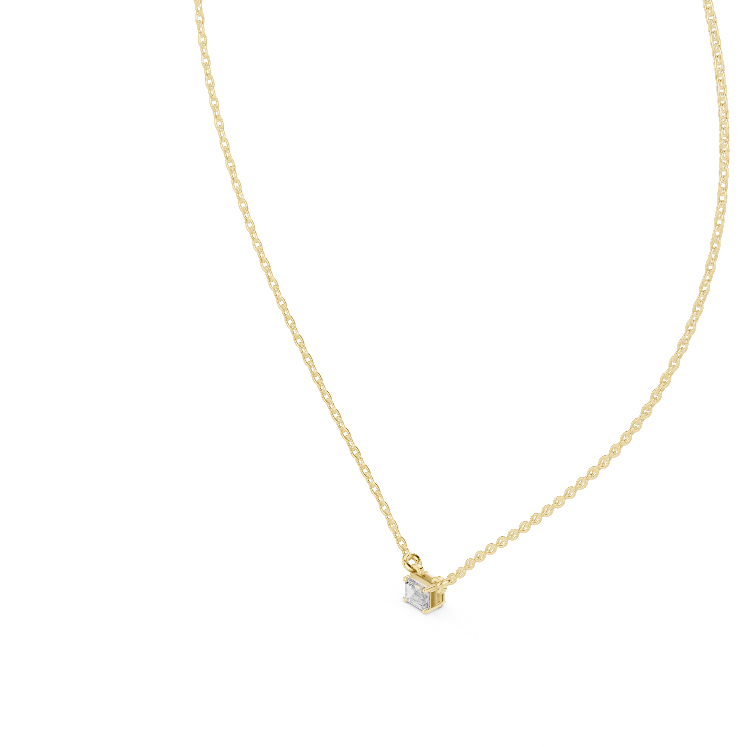 Emerald Minimal Square Moissanite Pendant in Rose Gold