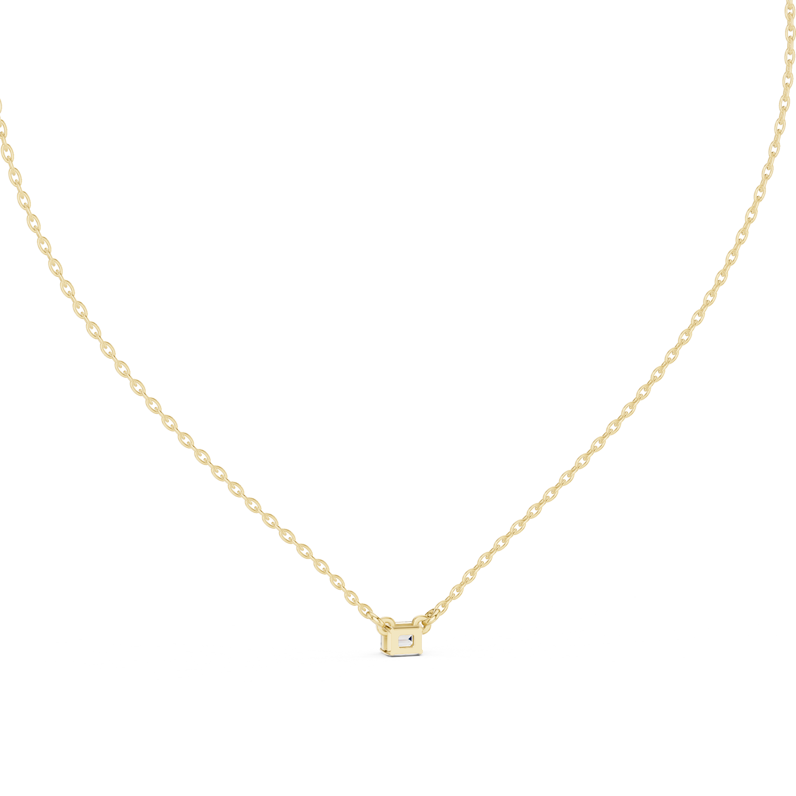 Emerald Minimal Square Moissanite Pendant in Rose Gold