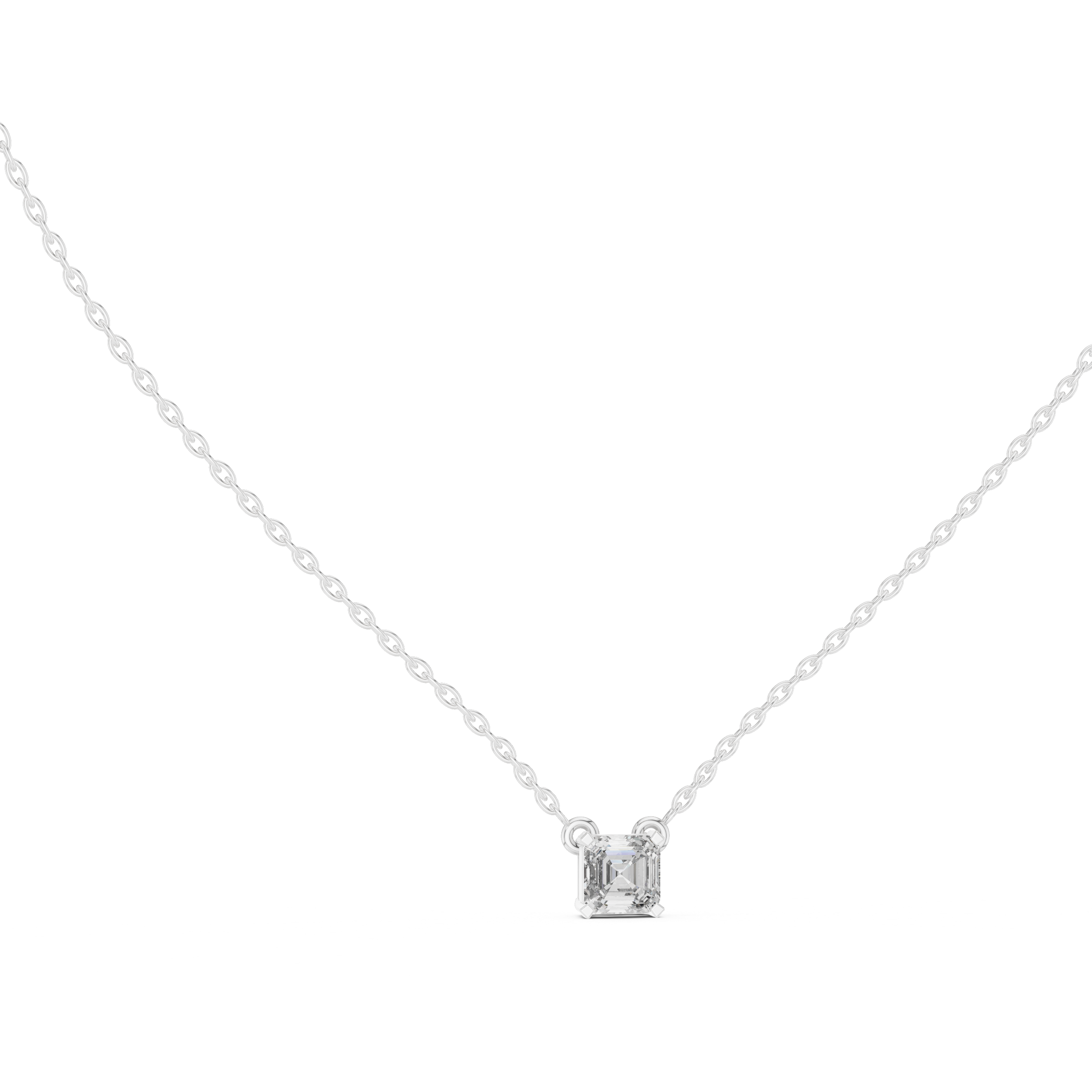 Asscher Cut Solitaire Moissanite in White Gold