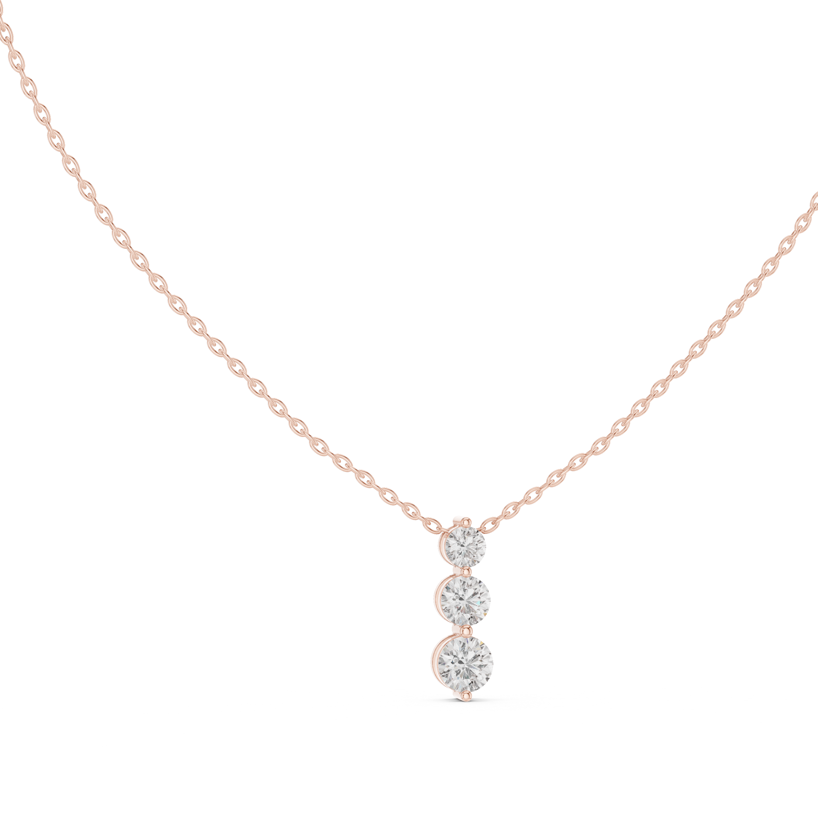 Round Triple Drop Moissanite Pendant in Rose Gold