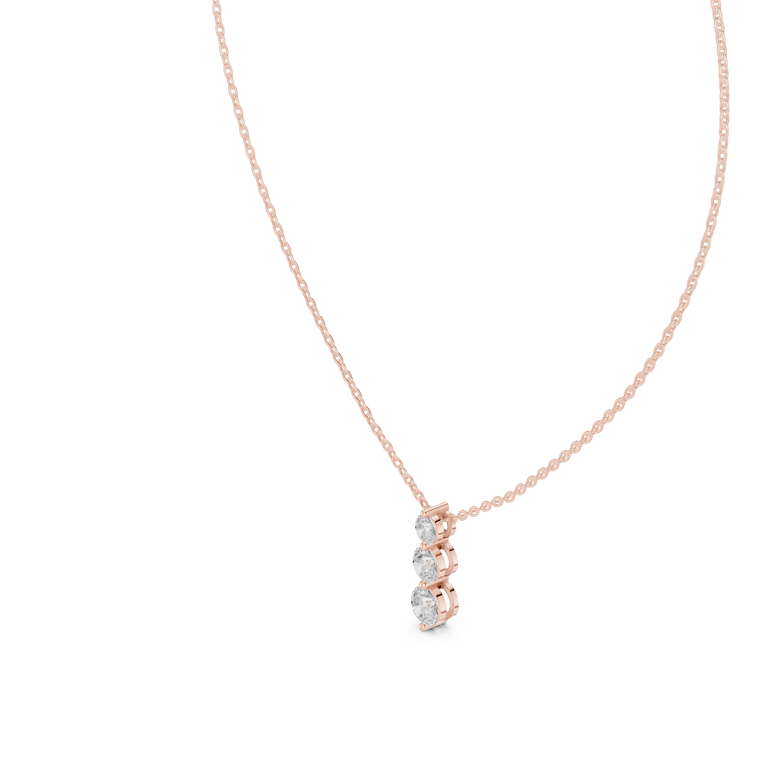 Round Triple Drop Moissanite Pendant in Rose Gold