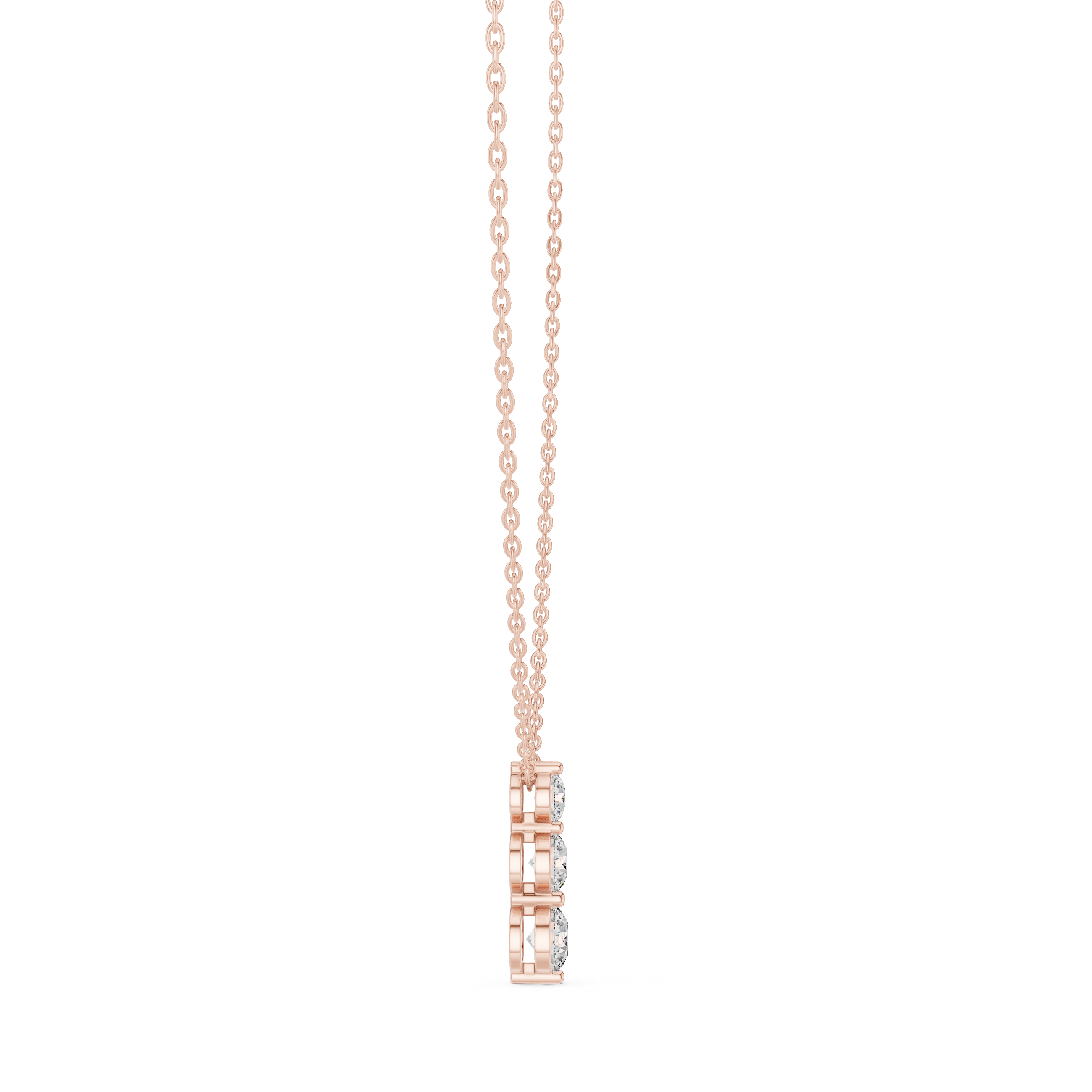 Round Triple Drop Moissanite Pendant in Rose Gold