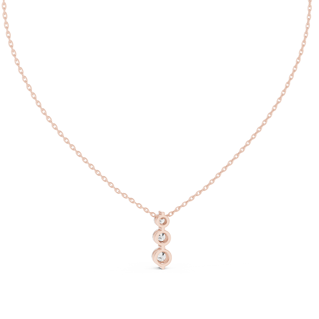 Round Triple Drop Moissanite Pendant in Rose Gold