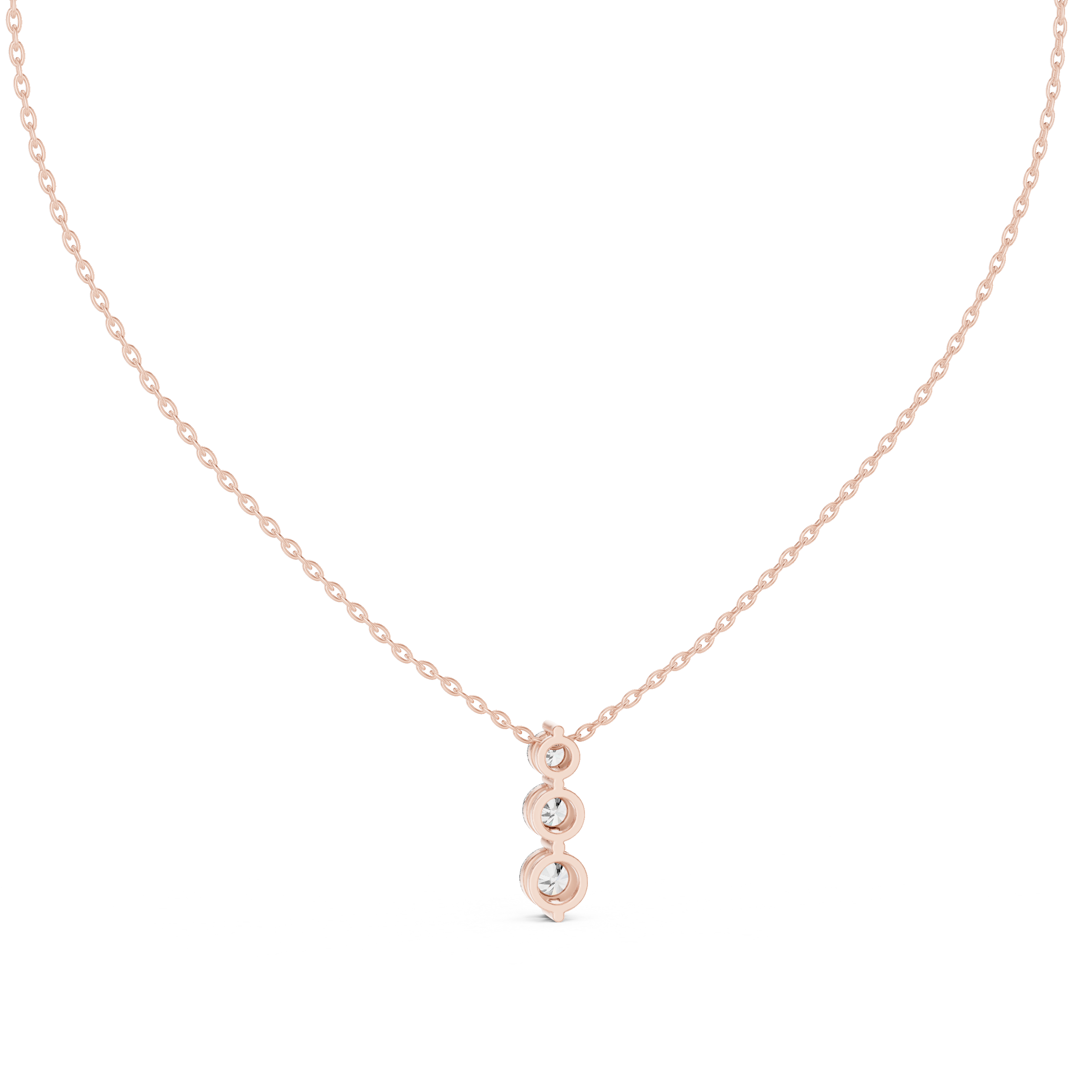 Round Triple Drop Moissanite Pendant in Rose Gold