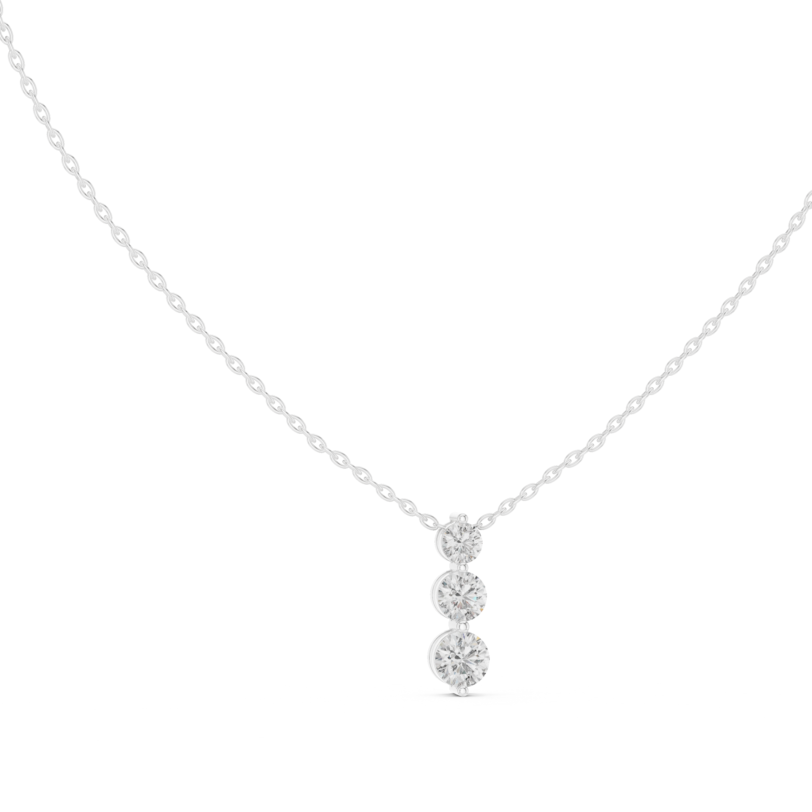 Round Triple Drop Moissanite Pendant in Rose Gold