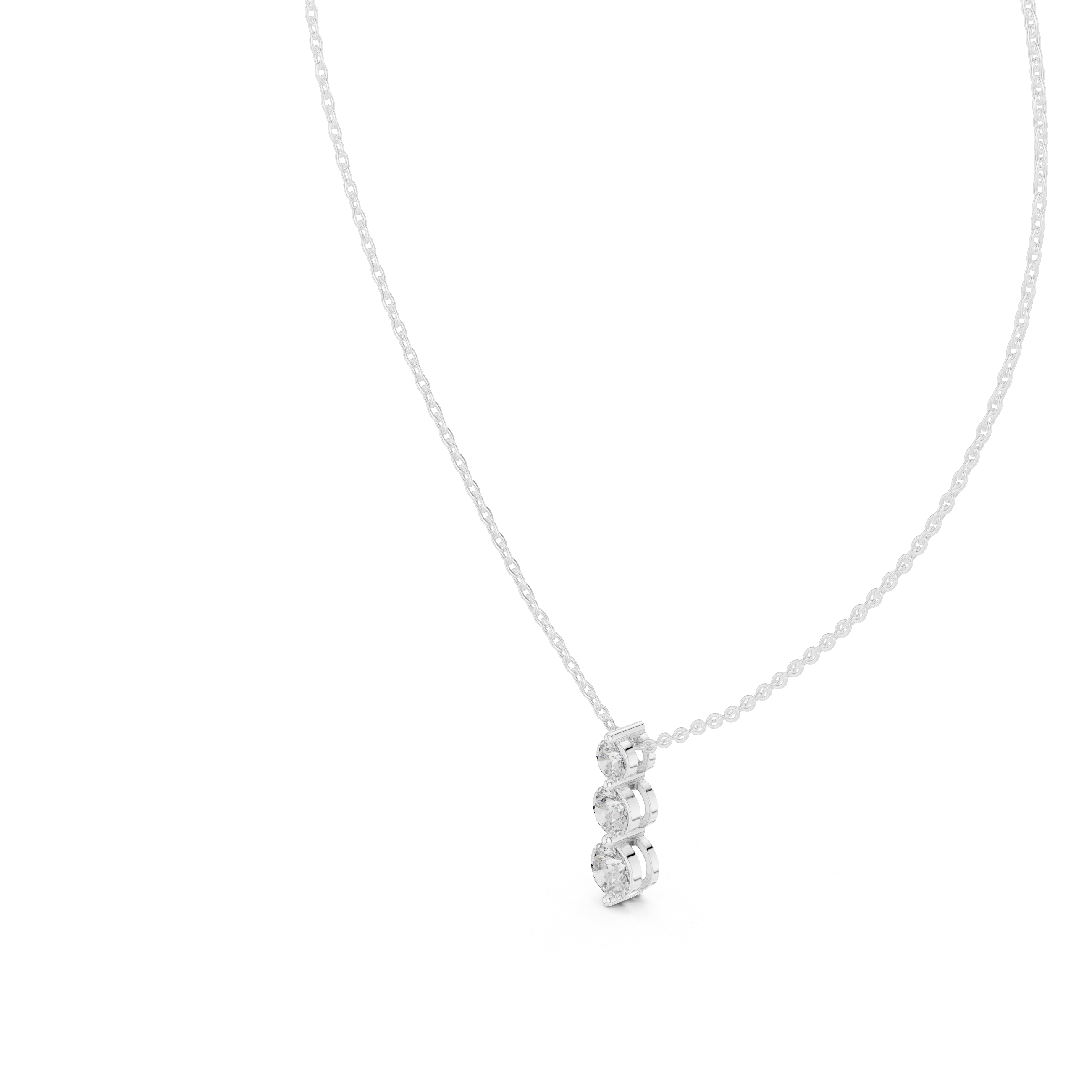 Round Triple Drop Moissanite Pendant in Rose Gold