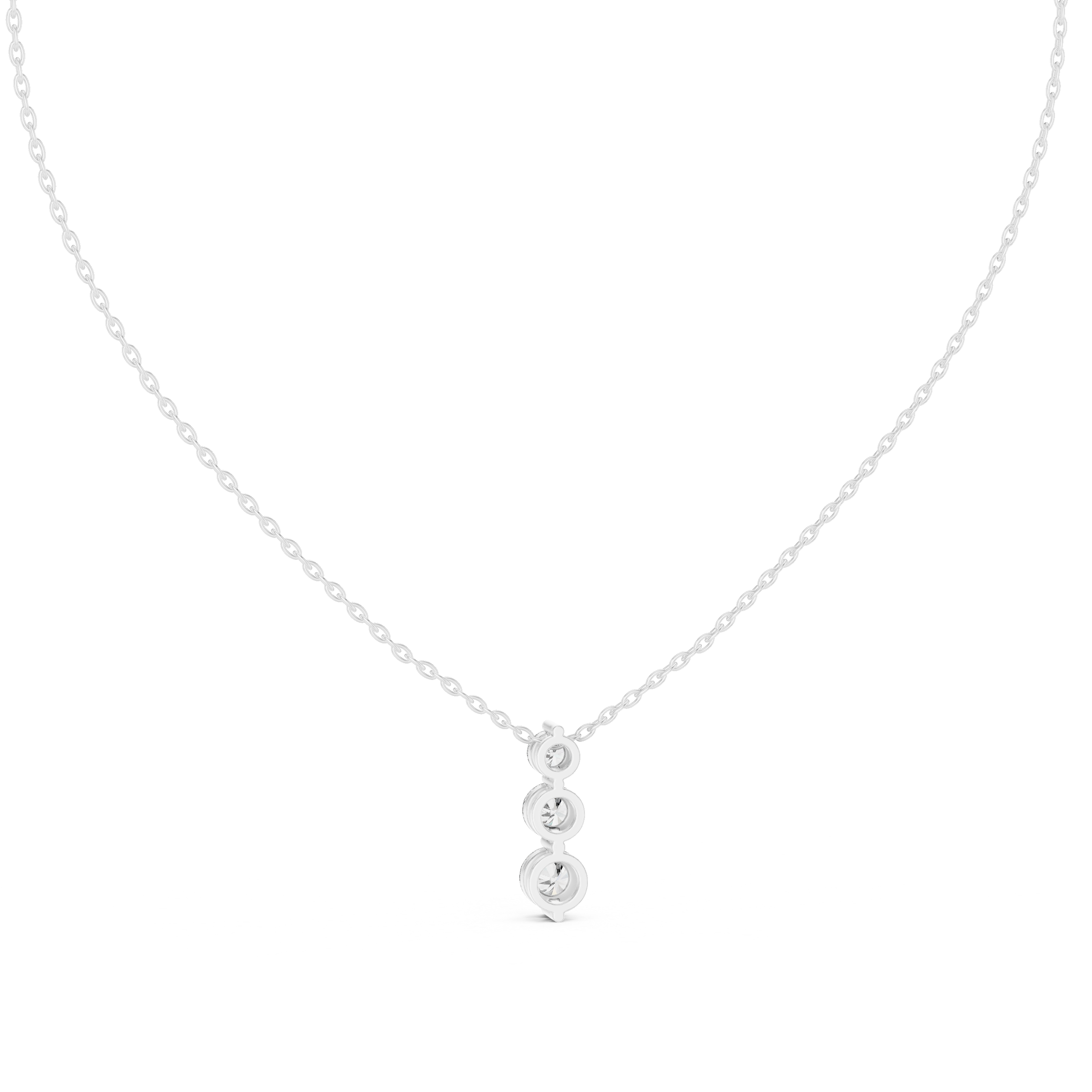 Round Triple Drop Moissanite Pendant in Rose Gold