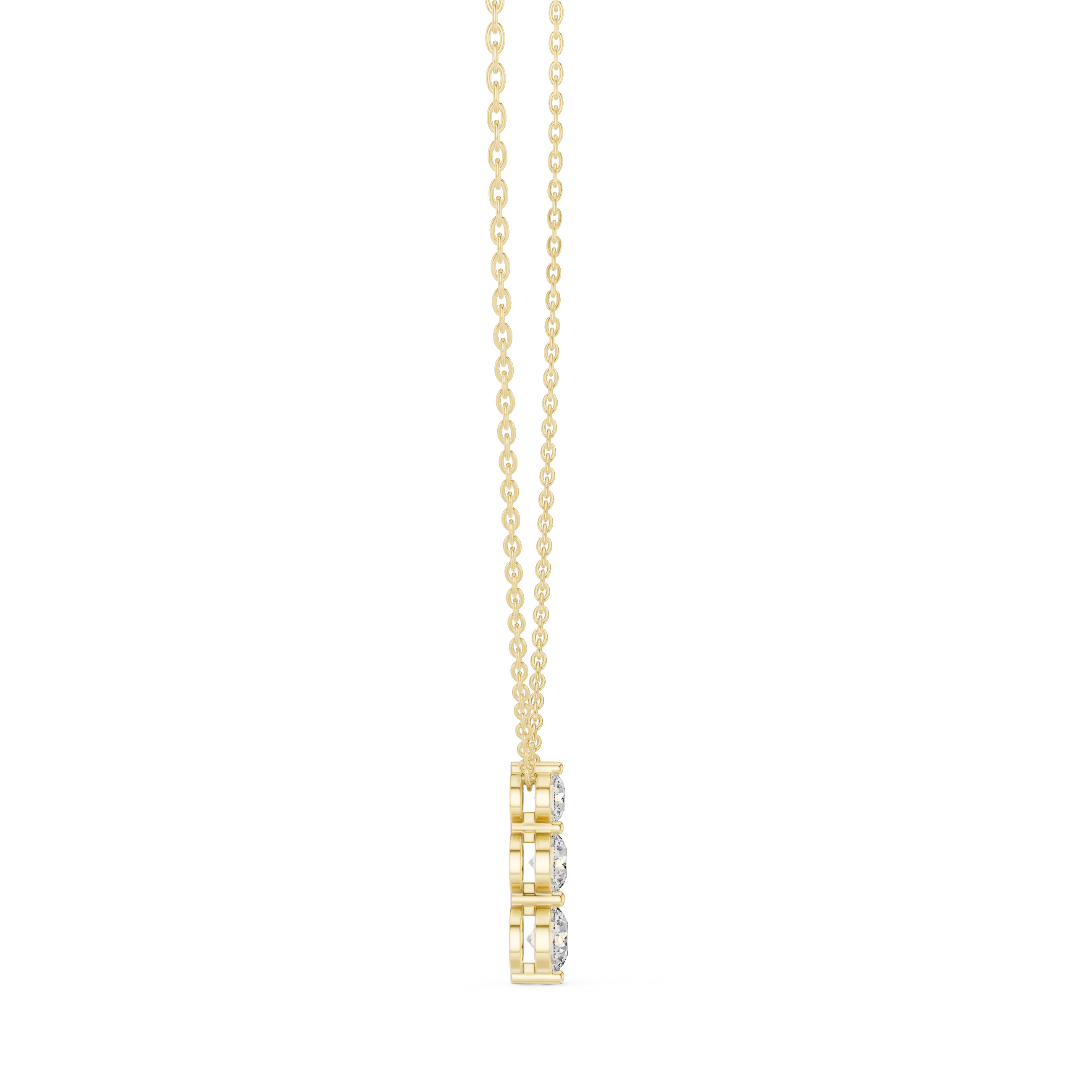 Round Triple Drop Moissanite Pendant in Rose Gold