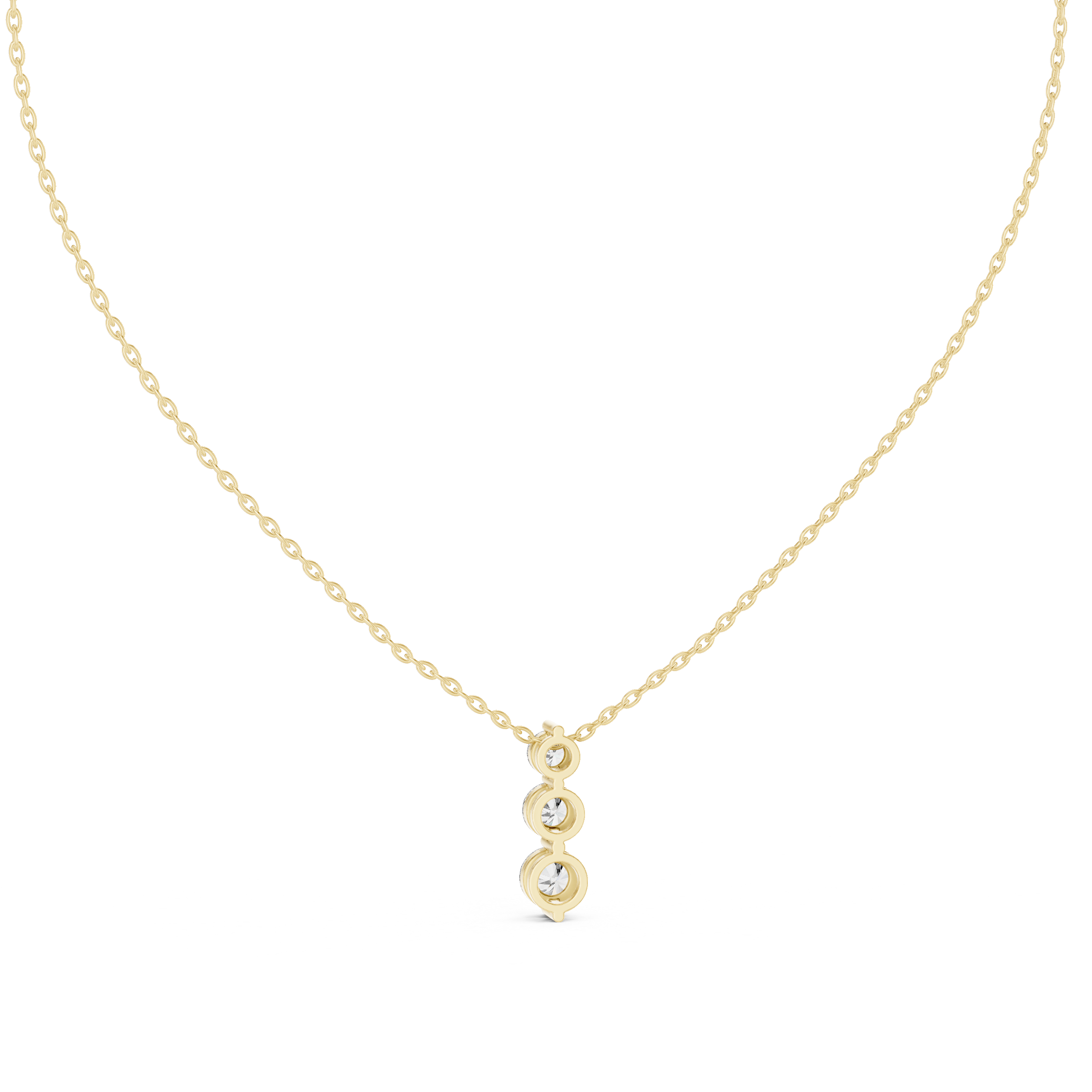 Round Triple Drop Moissanite Pendant in Rose Gold