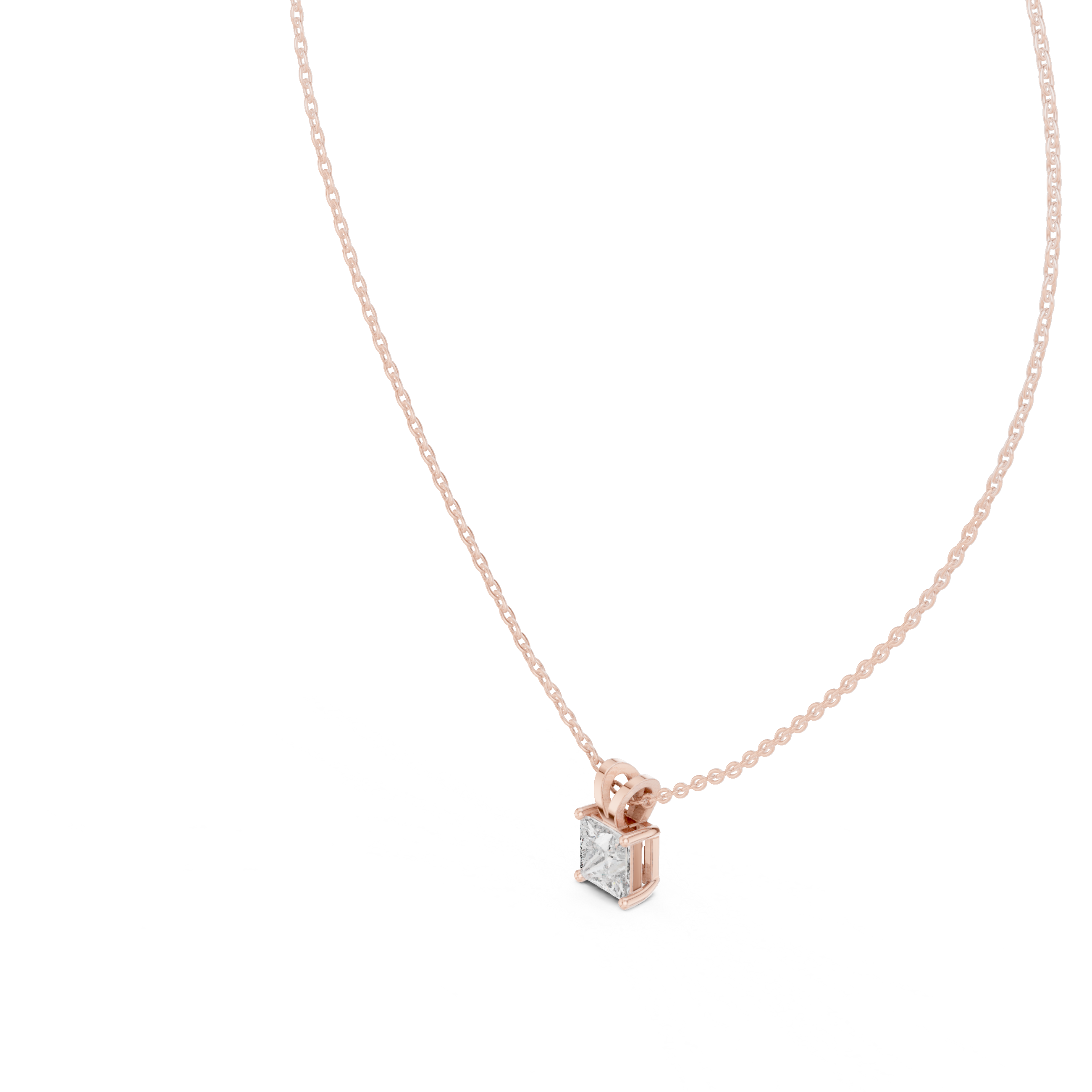 Princess Triple Drop Moissanite Pendant in Yellow Gold
