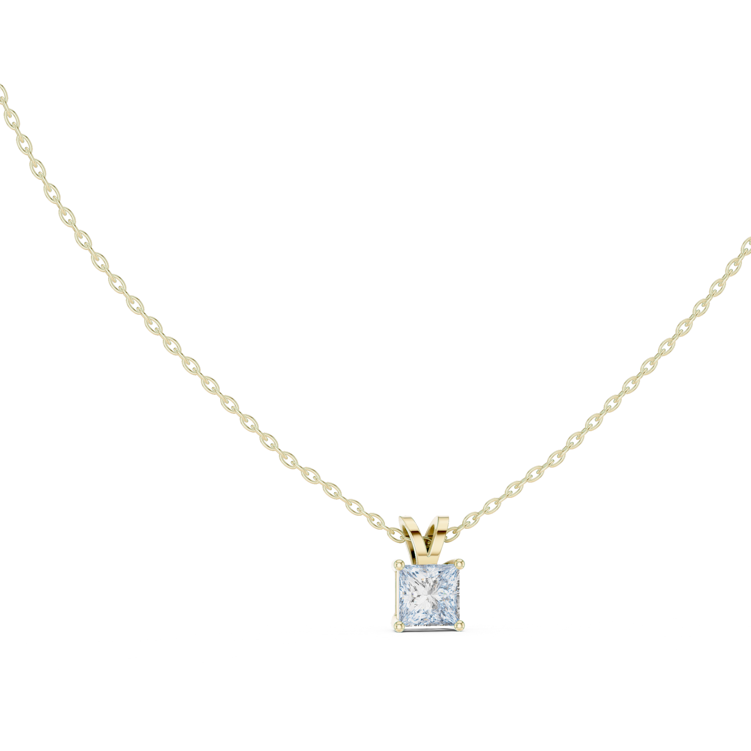 Princess Triple Drop Moissanite Pendant in Yellow Gold