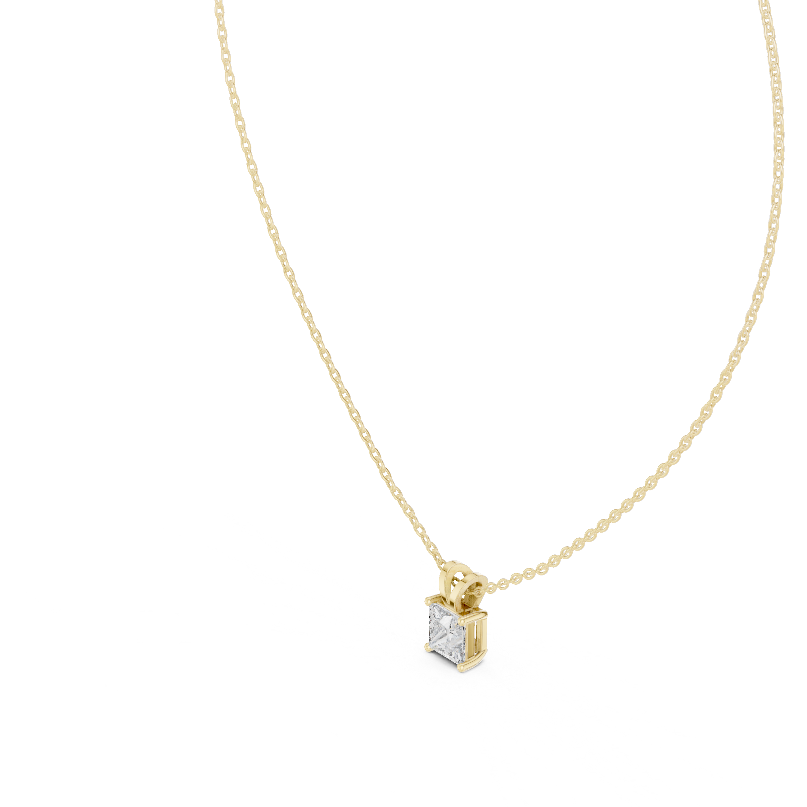 Princess Triple Drop Moissanite Pendant in Yellow Gold