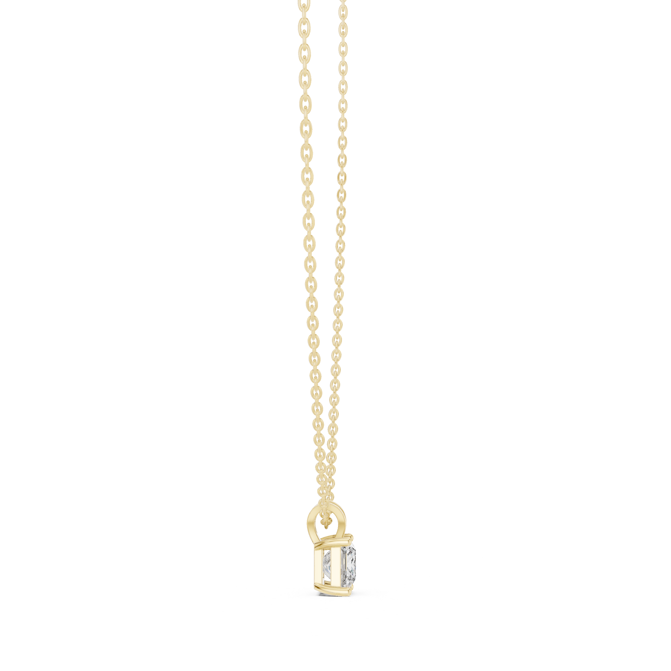 Princess Triple Drop Moissanite Pendant in Yellow Gold