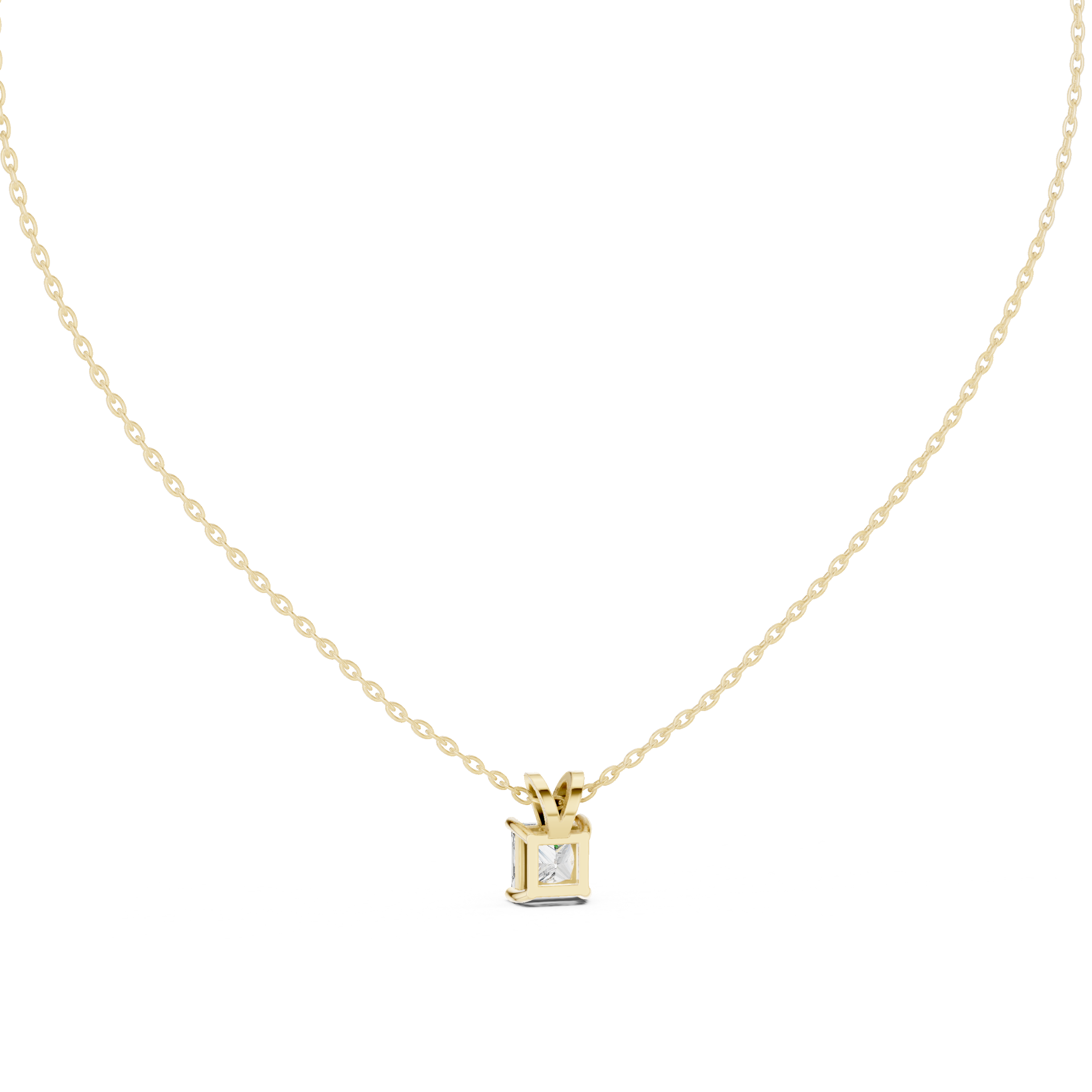 Princess Triple Drop Moissanite Pendant in Yellow Gold