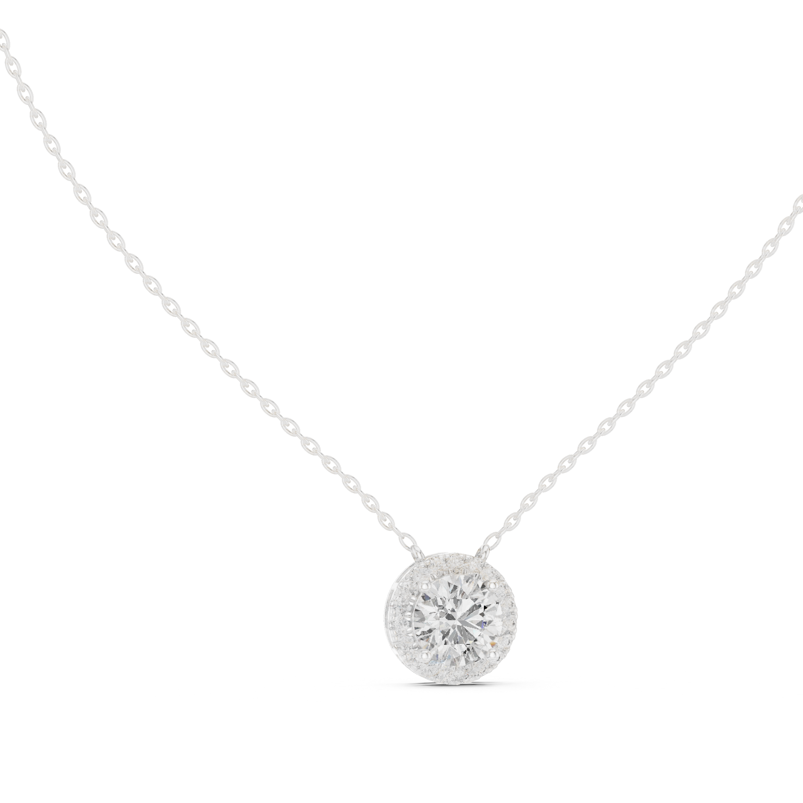 Prong Set Round Moissanite Pendant in White Gold