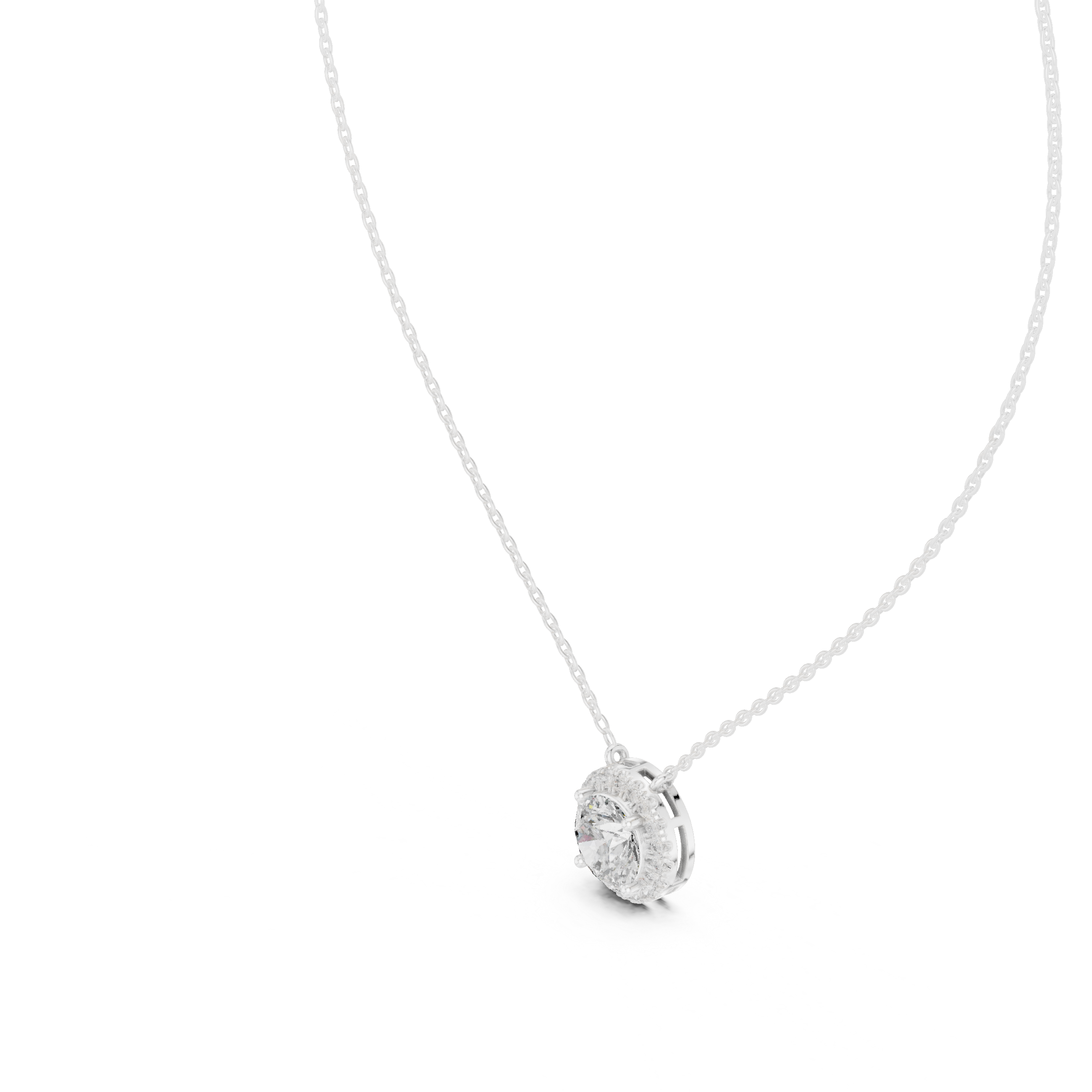 Prong Set Round Moissanite Pendant in White Gold