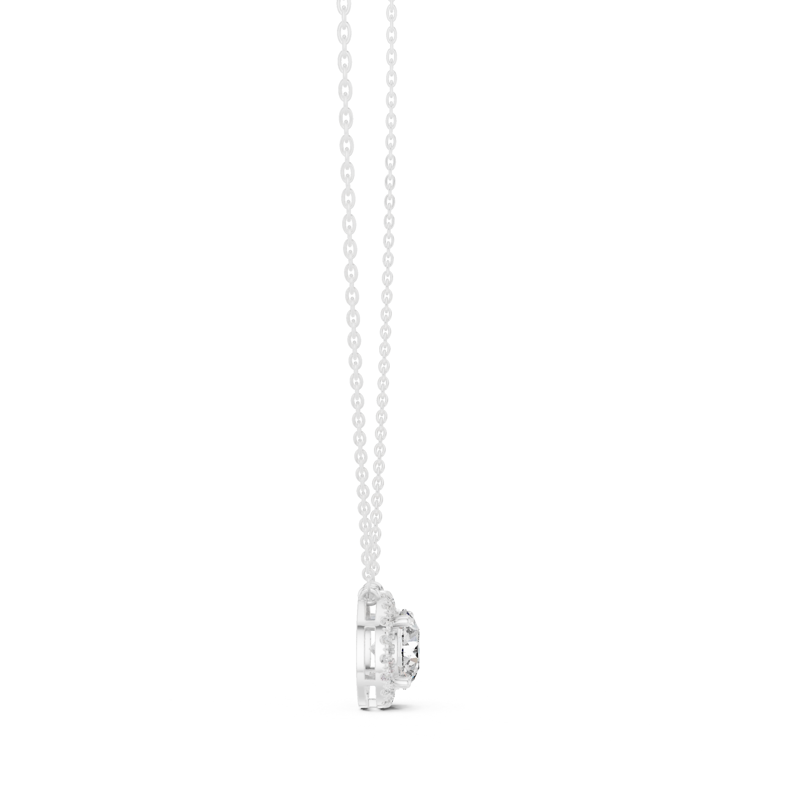 Prong Set Round Moissanite Pendant in White Gold