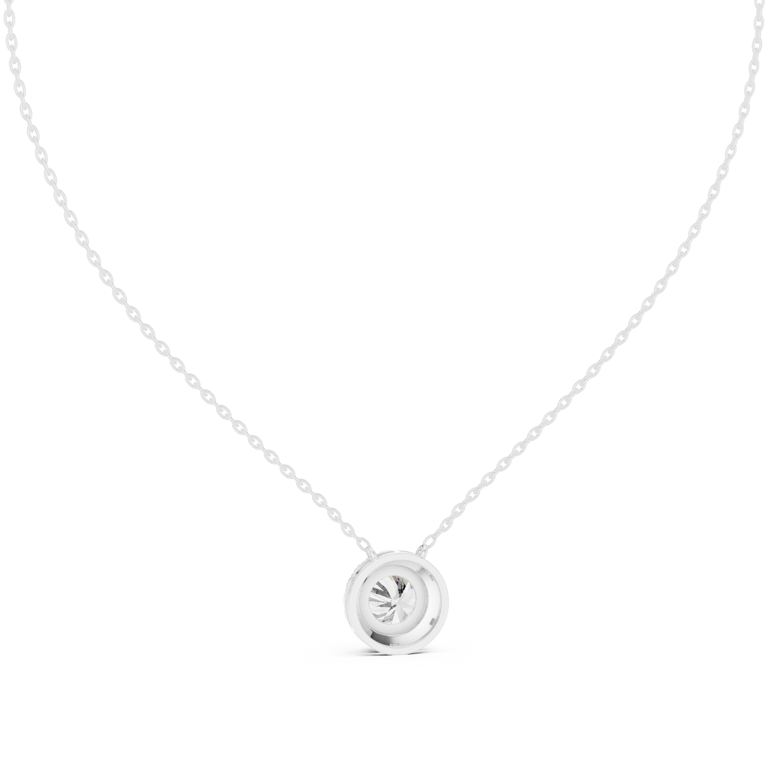 Prong Set Round Moissanite Pendant in White Gold