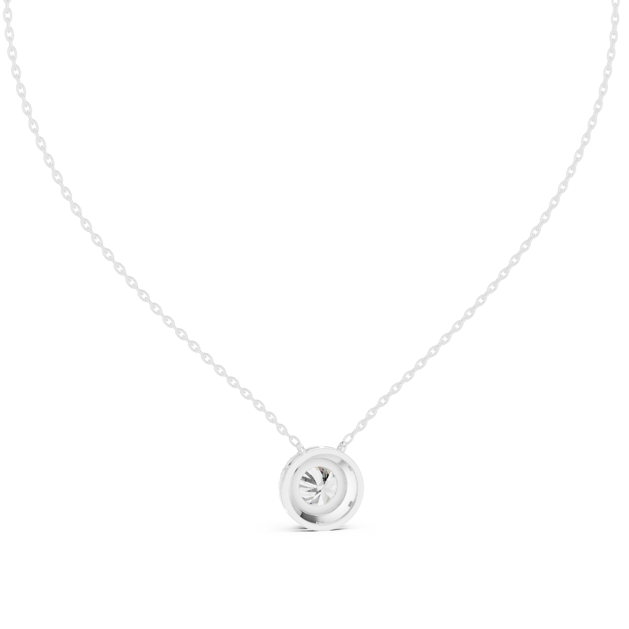 Prong Set Round Moissanite Pendant in White Gold