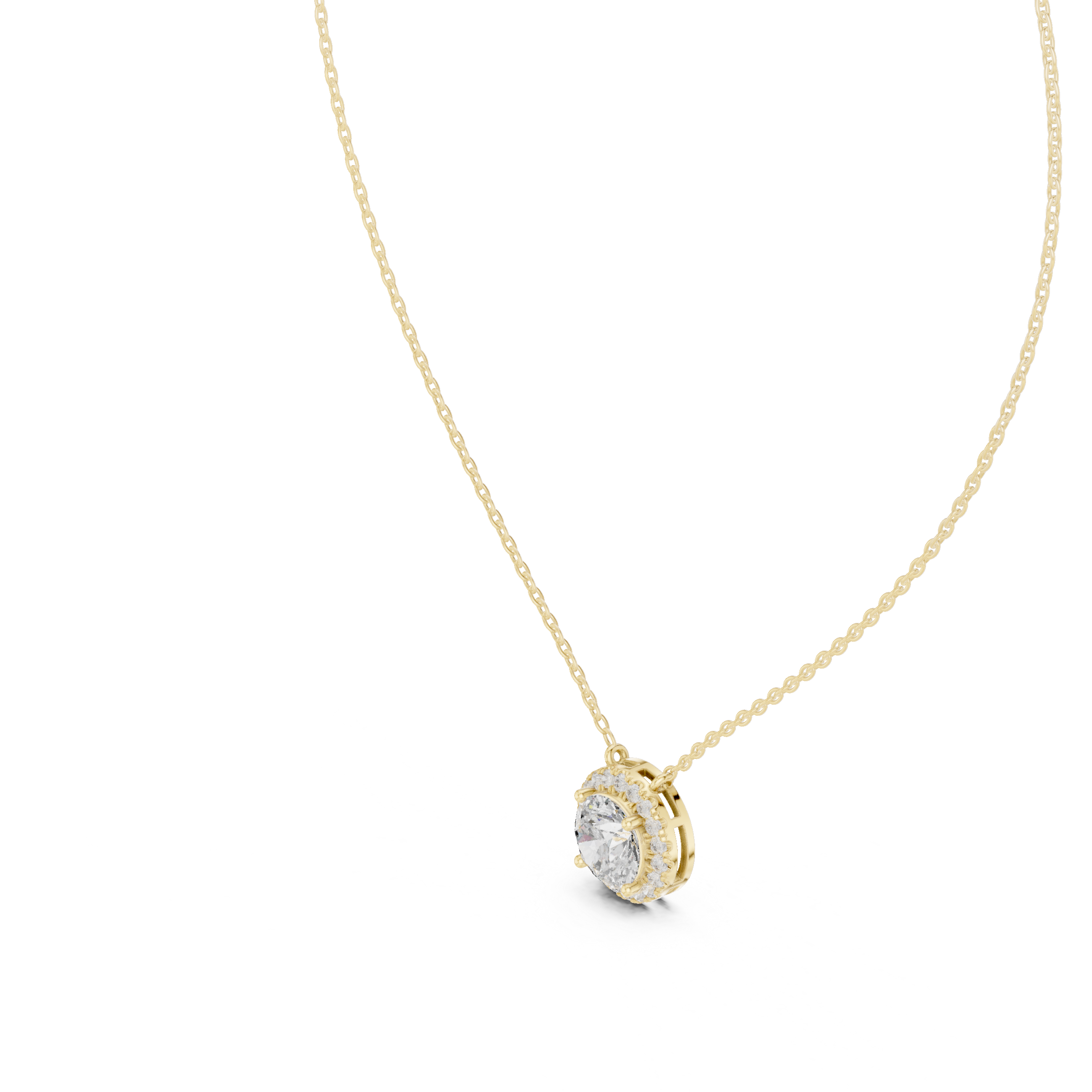 Prong Set Round Moissanite Pendant in White Gold