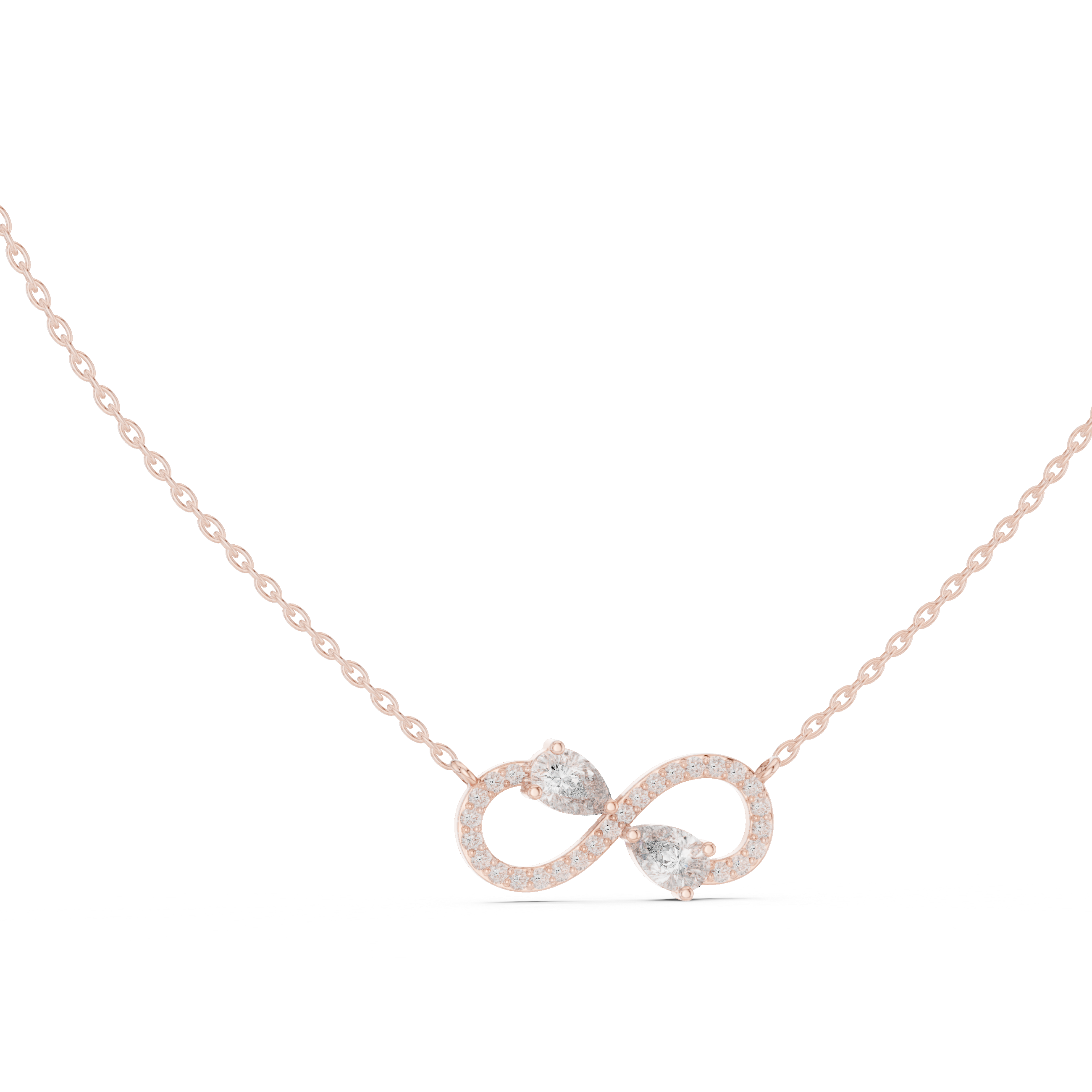 Infinity Double Moissanite Pendant in Rose Gold