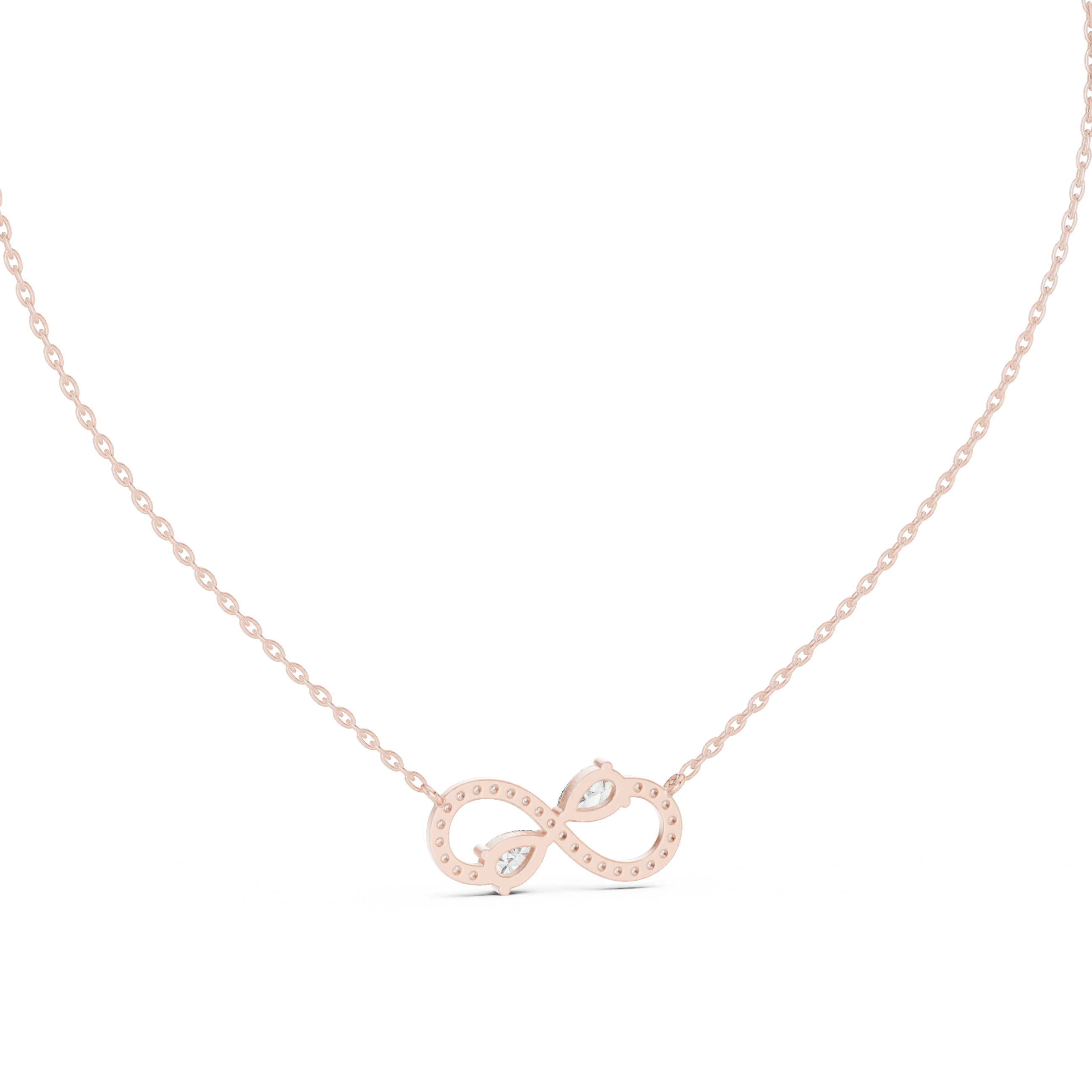Infinity Double Moissanite Pendant in Rose Gold