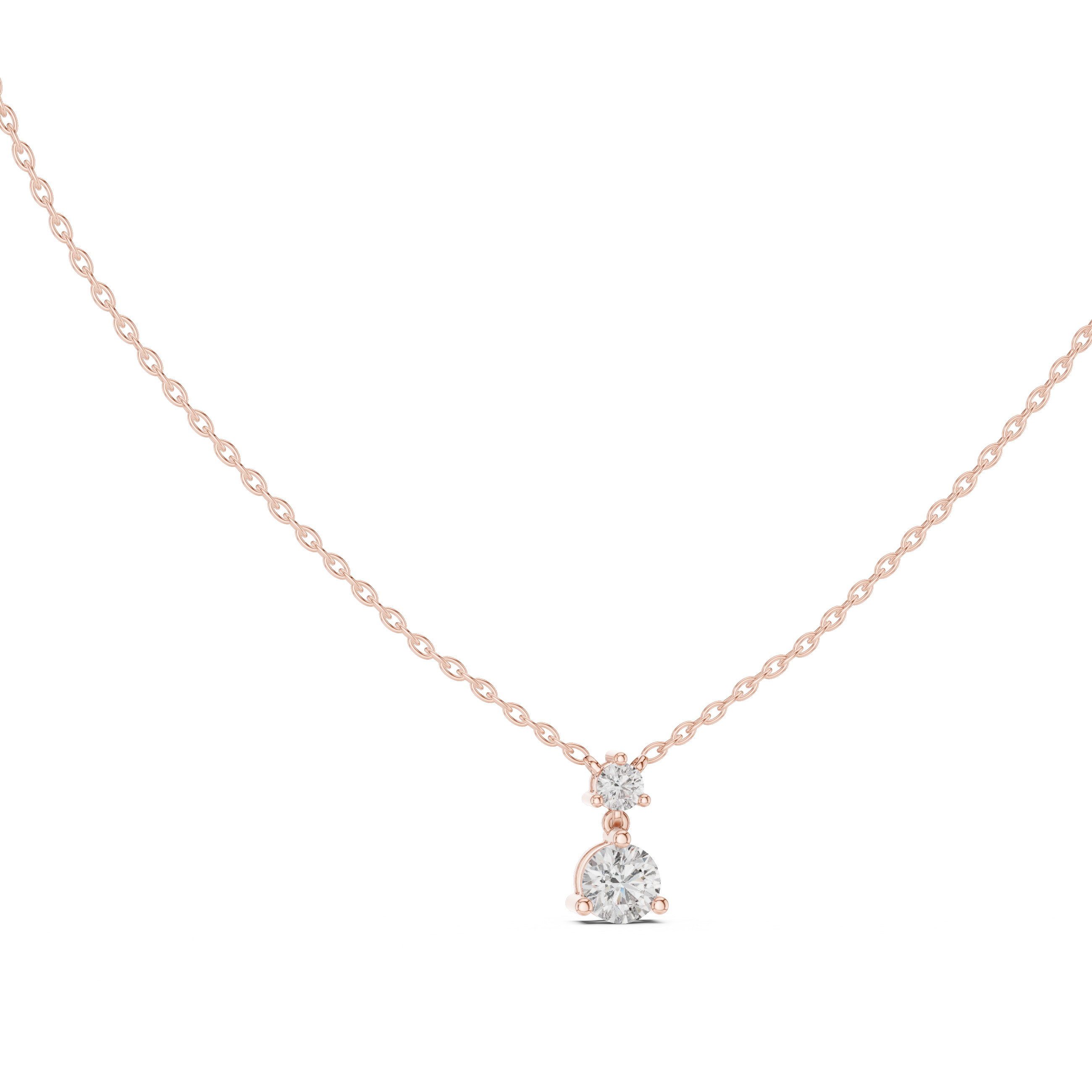 Round Two Stone Drop Moissanite Pendant in Yellow Gold