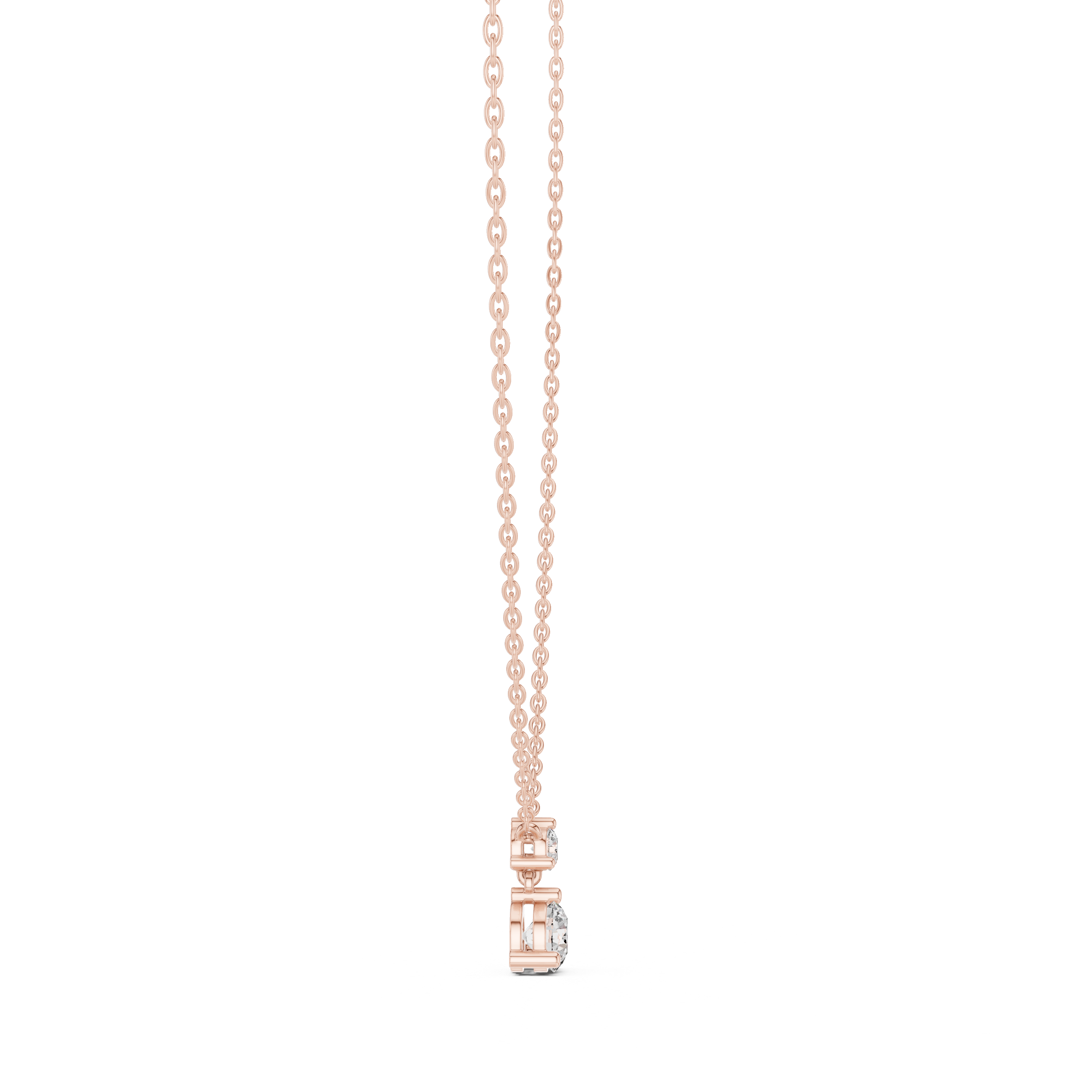 Round Two Stone Drop Moissanite Pendant in Yellow Gold