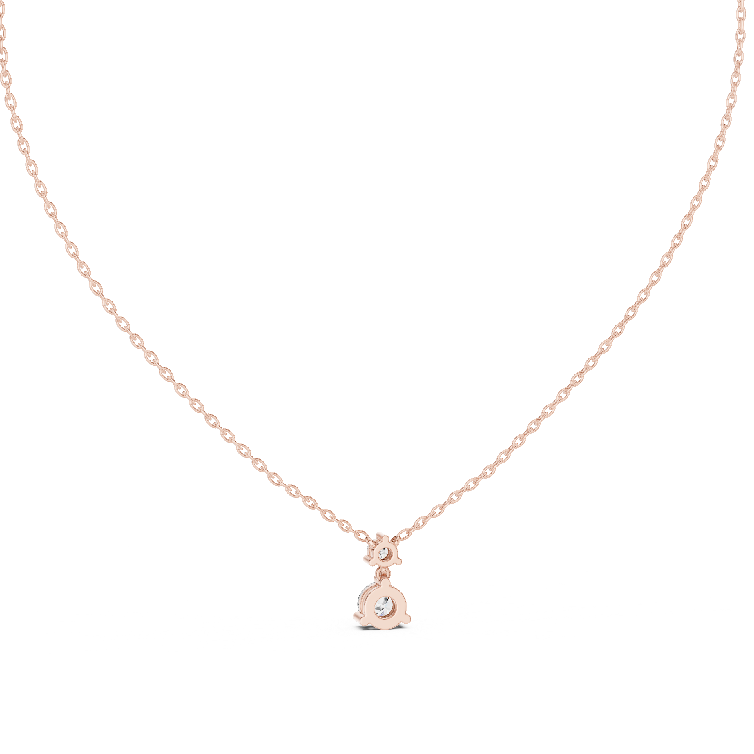 Round Two Stone Drop Moissanite Pendant in Yellow Gold