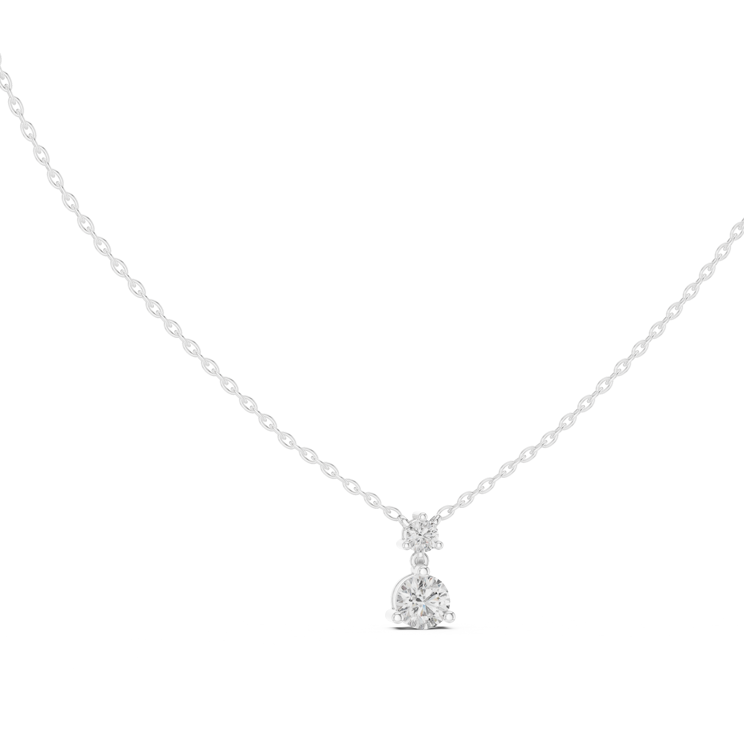 Round Two Stone Drop Moissanite Pendant in Yellow Gold