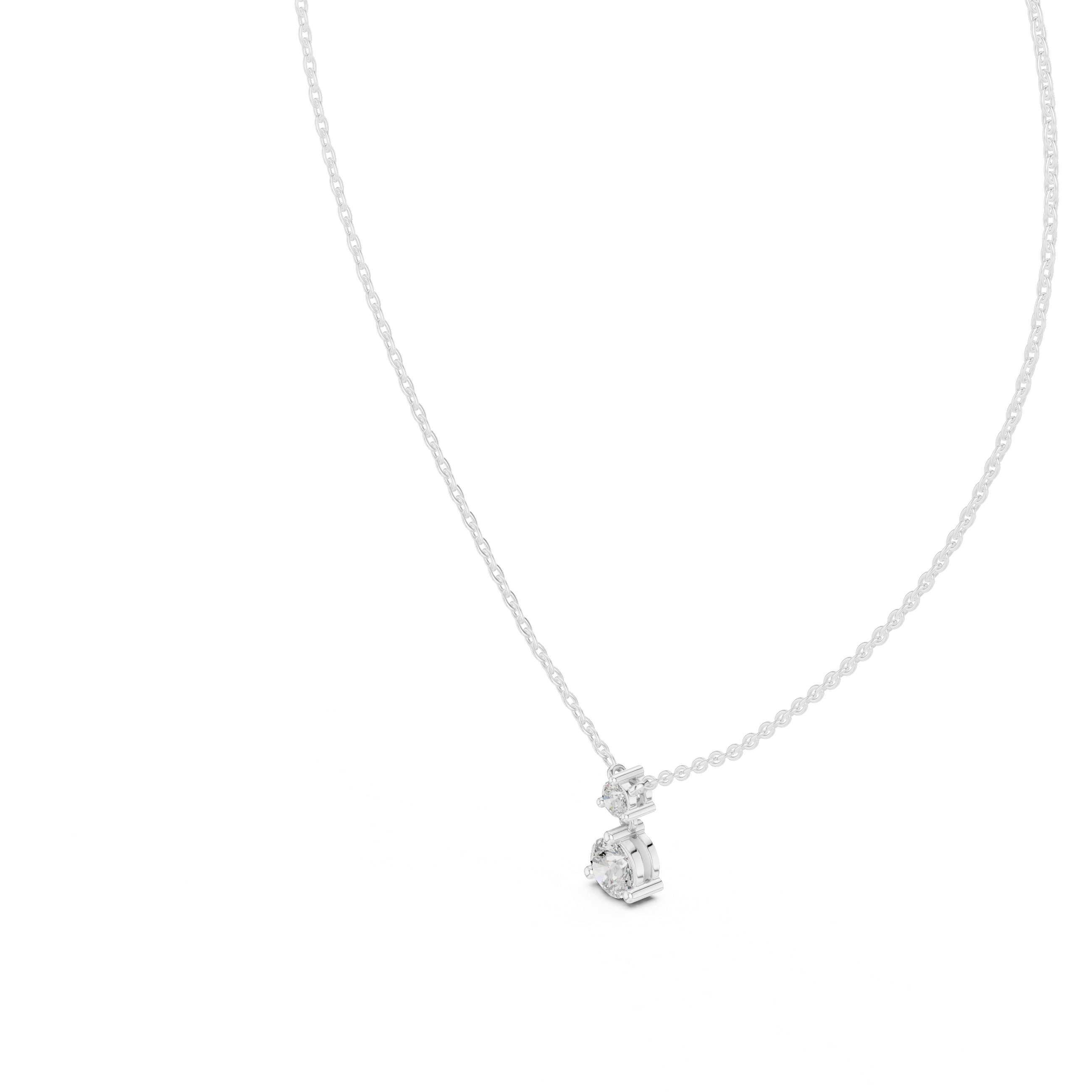 Round Two Stone Drop Moissanite Pendant in Yellow Gold