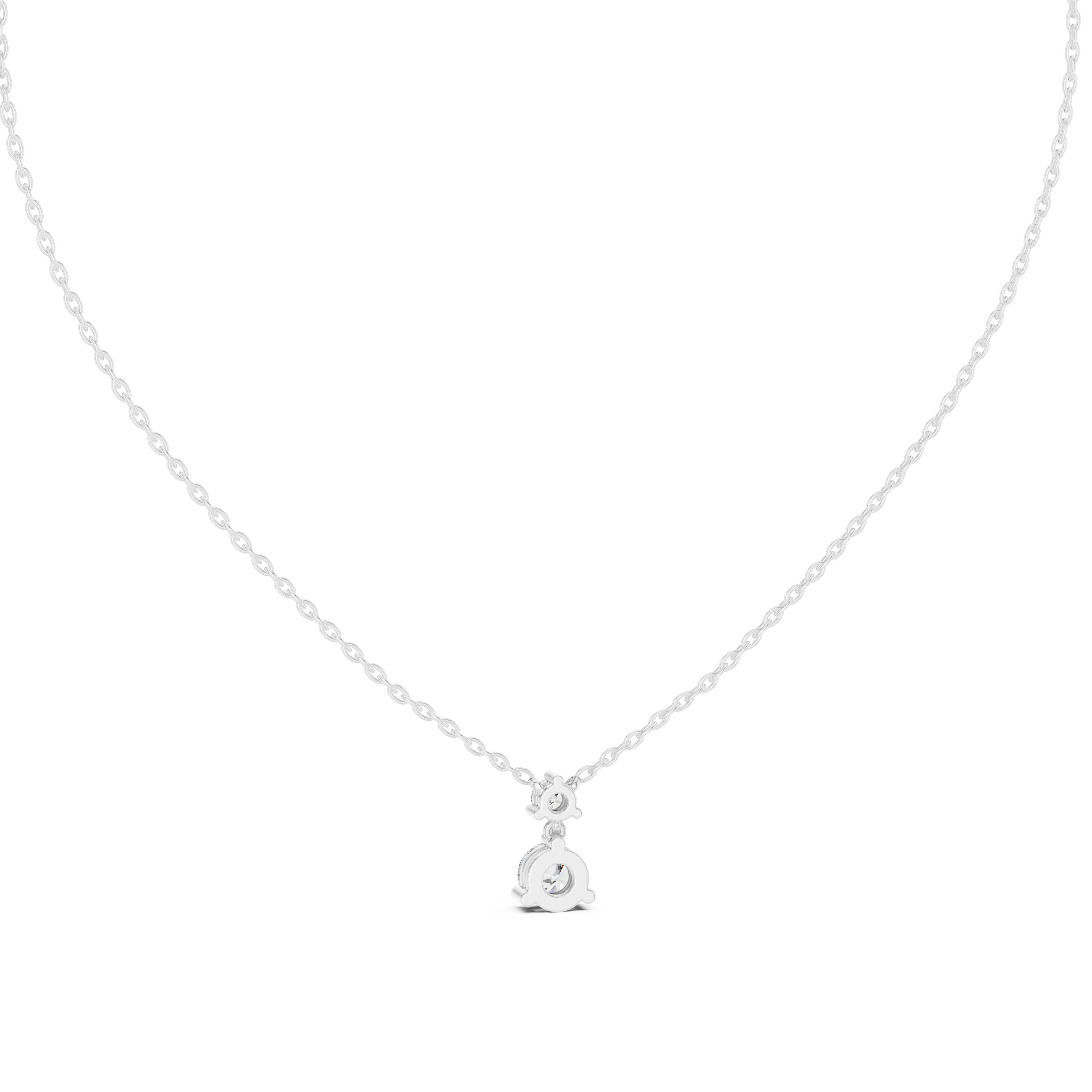 Round Two Stone Drop Moissanite Pendant in Yellow Gold