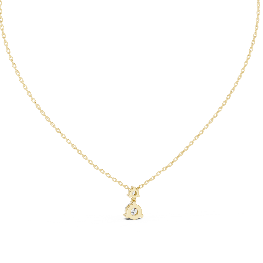 Round Two Stone Drop Moissanite Pendant in Yellow Gold