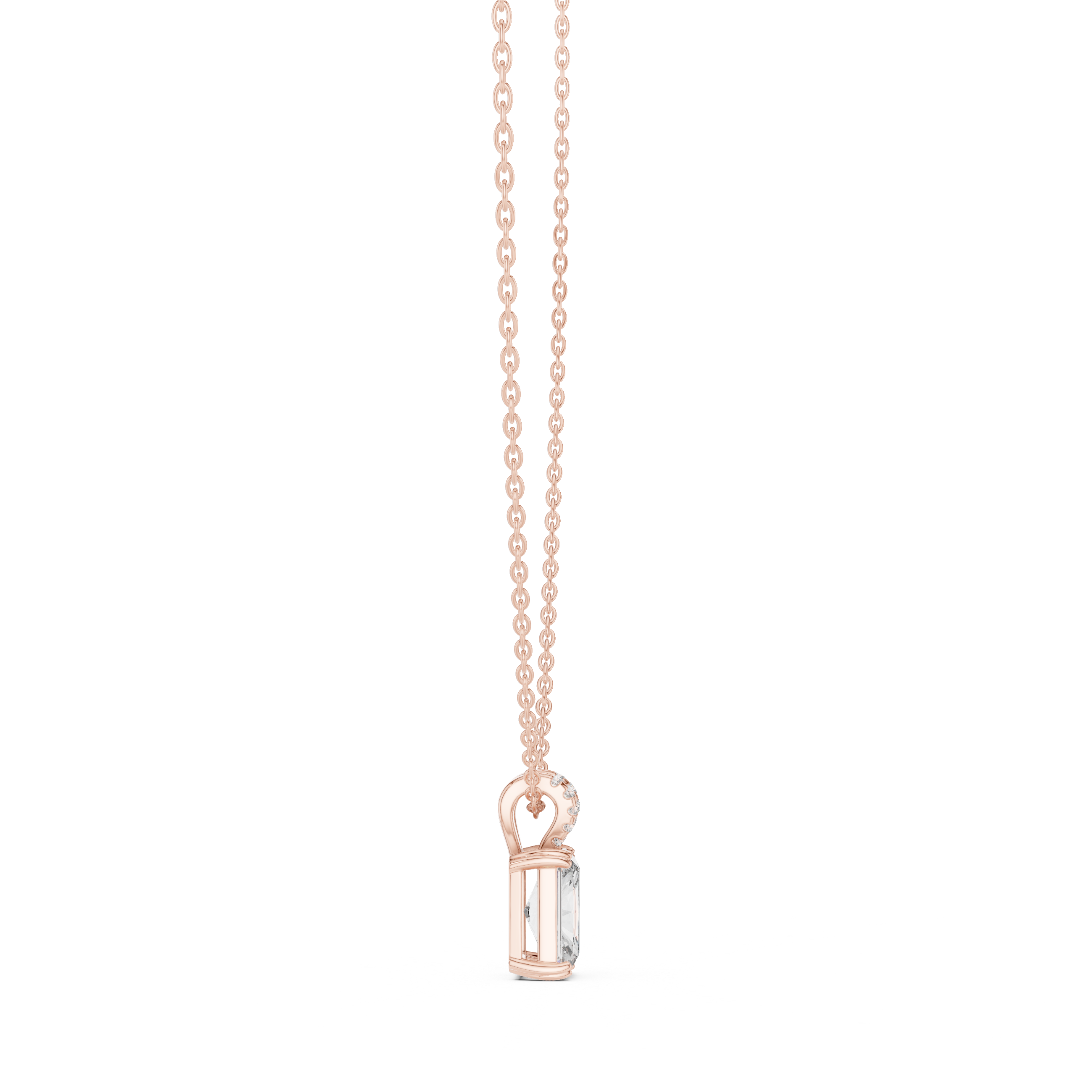 Radiant Lock Design Moissanite Pendant in White Gold