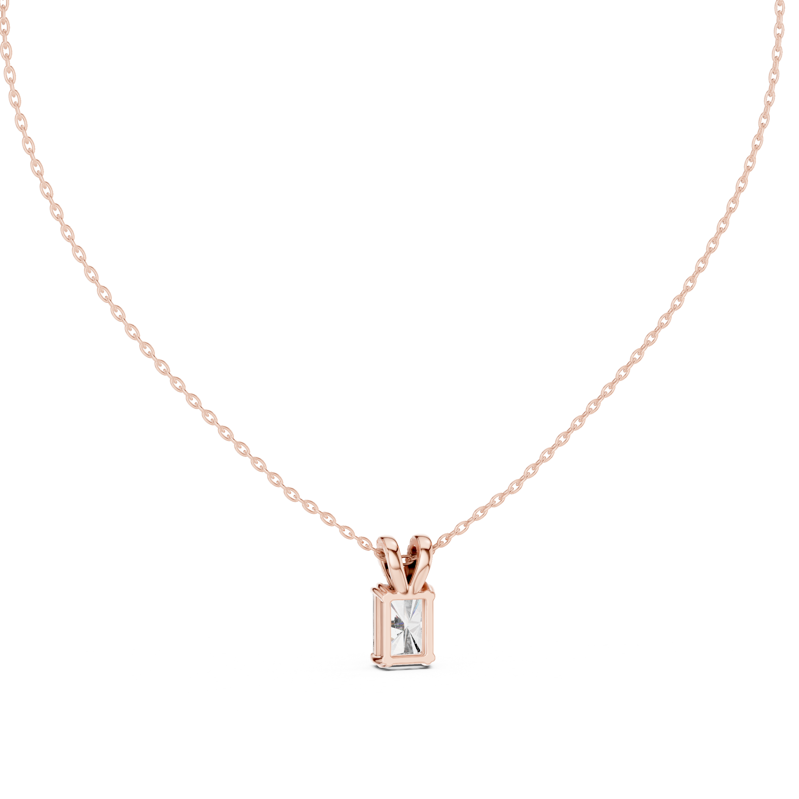 Radiant Lock Design Moissanite Pendant in White Gold