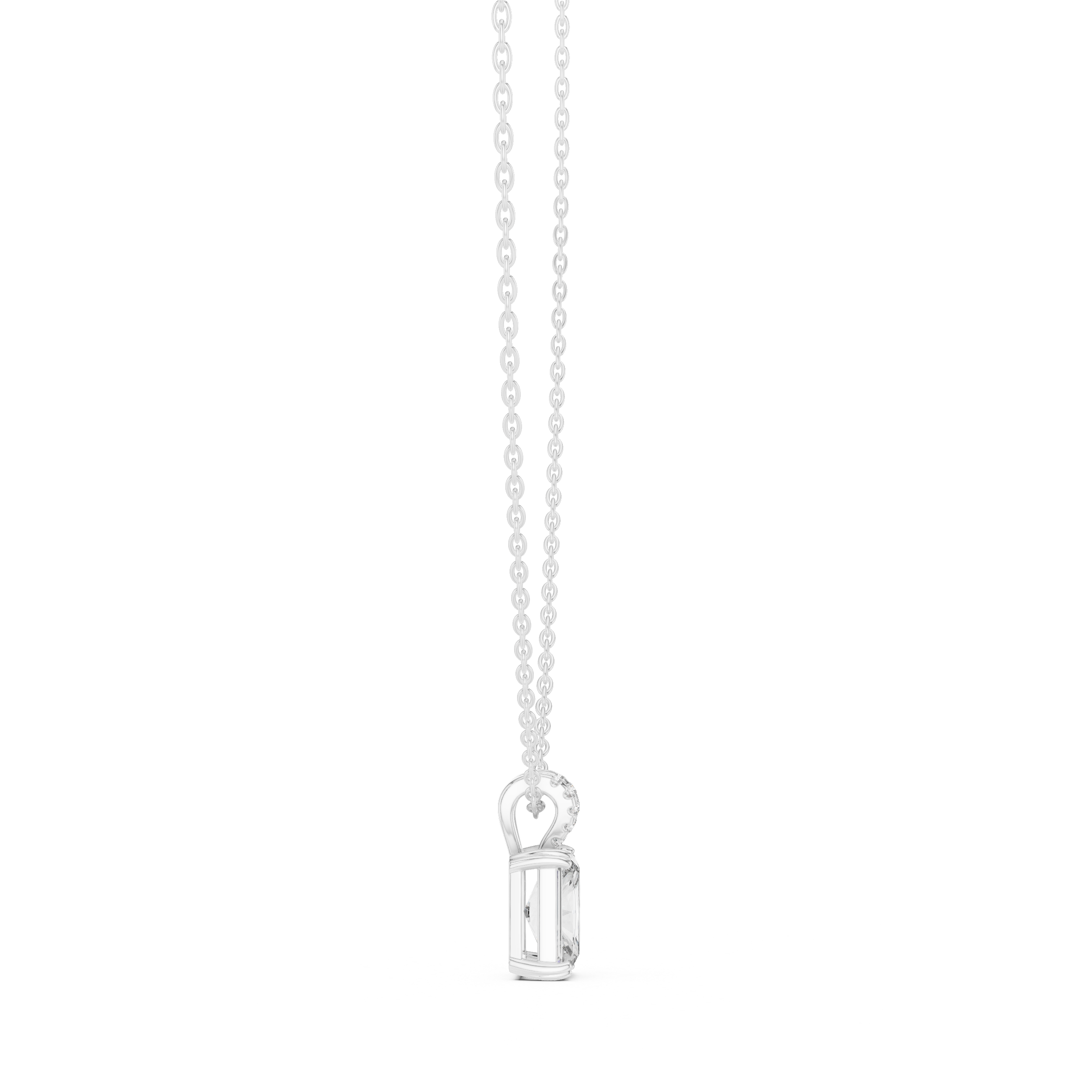 Radiant Lock Design Moissanite Pendant in White Gold