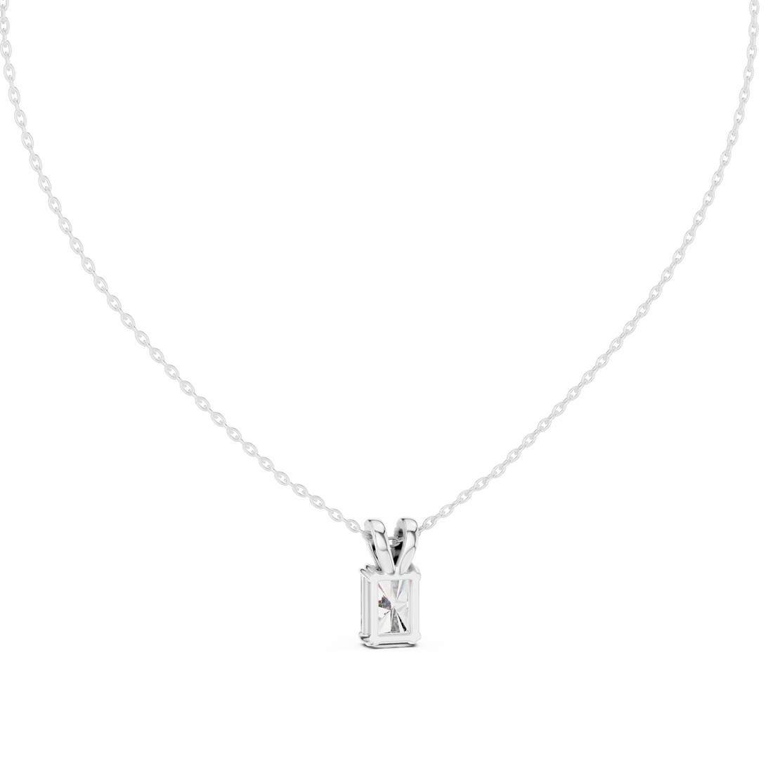 Radiant Lock Design Moissanite Pendant in White Gold