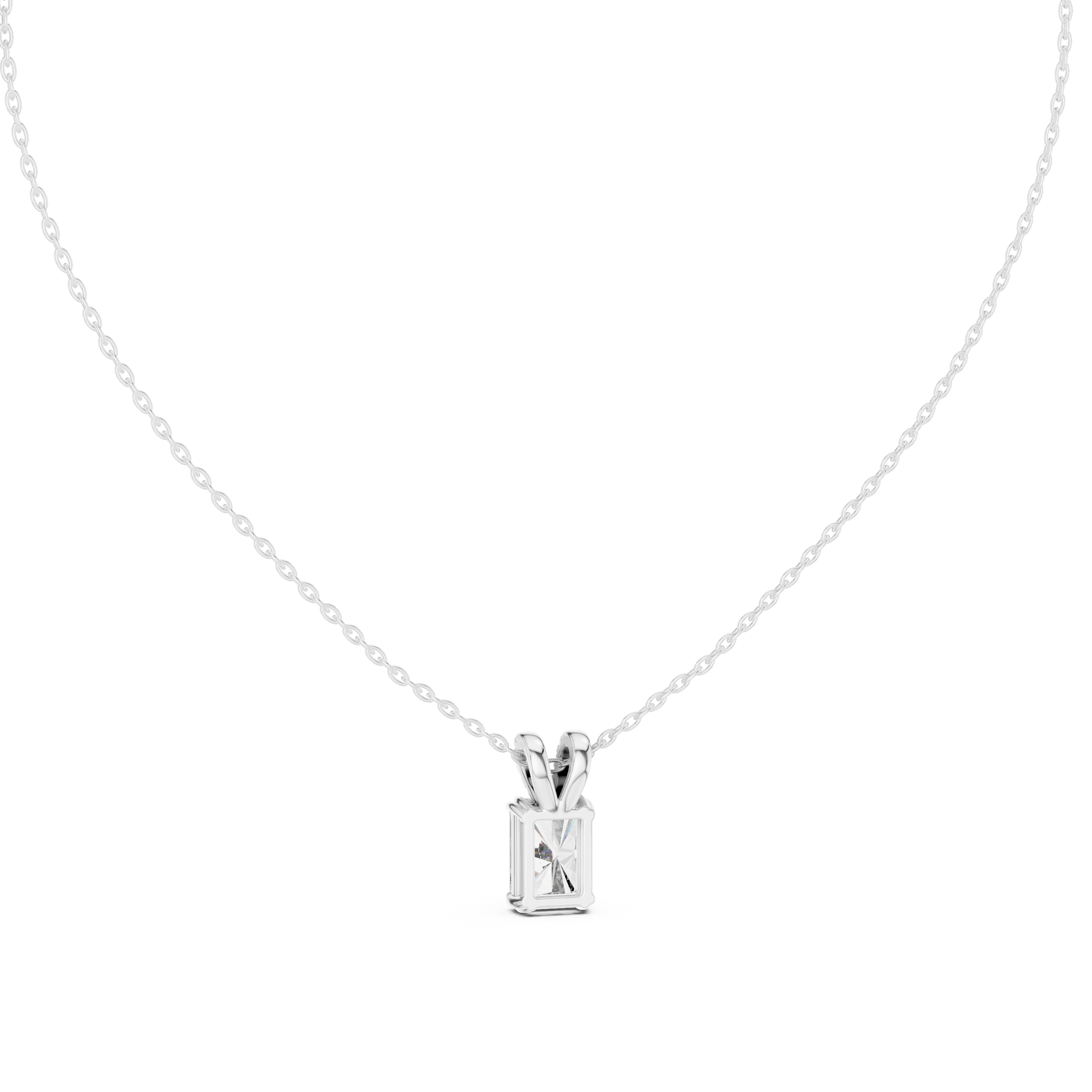 Radiant Lock Design Moissanite Pendant in White Gold